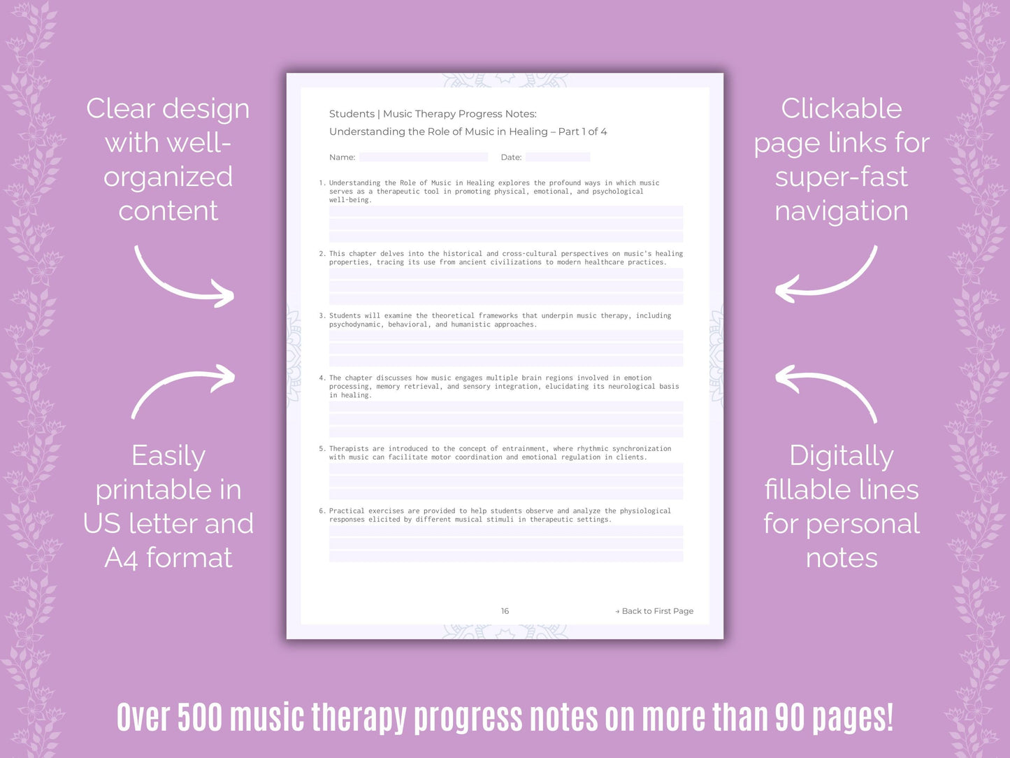 Students Music Therapy Counseling Templates