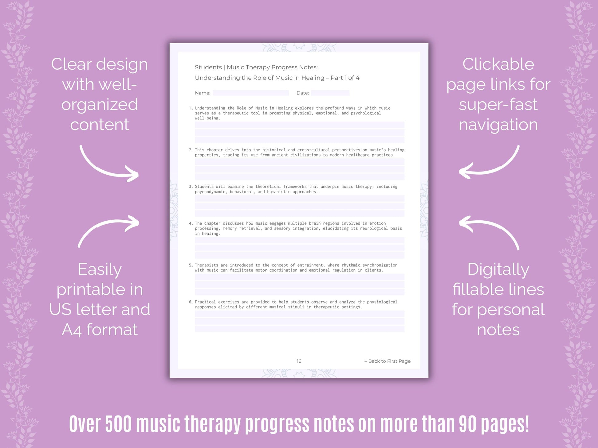 Students Music Therapy Counseling Templates