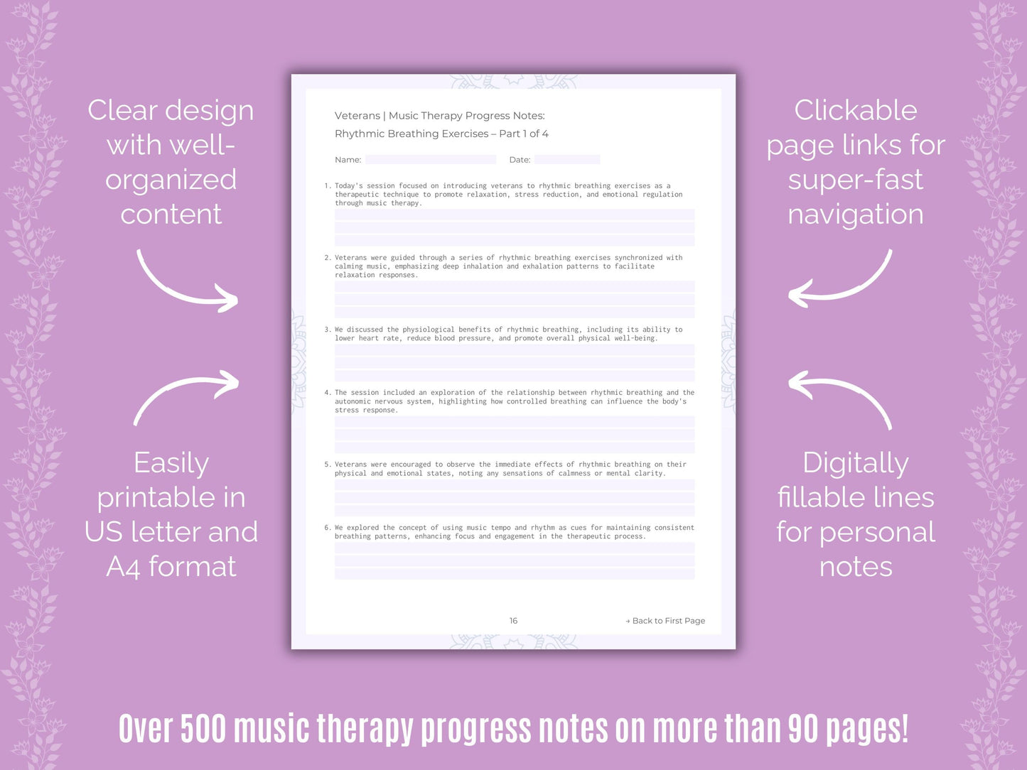 Veterans Music Therapy Counseling Templates