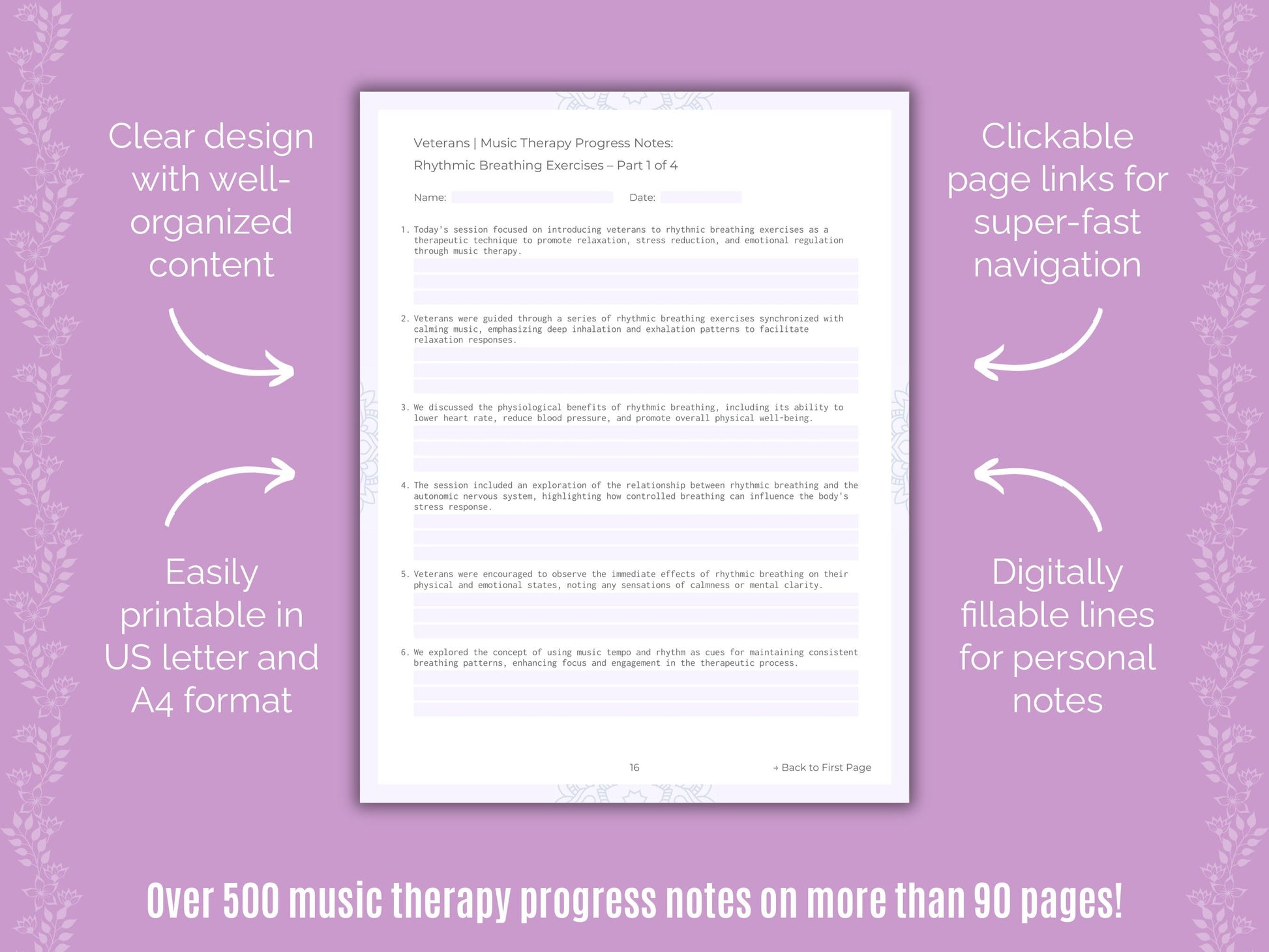 Veterans Music Therapy Counseling Templates