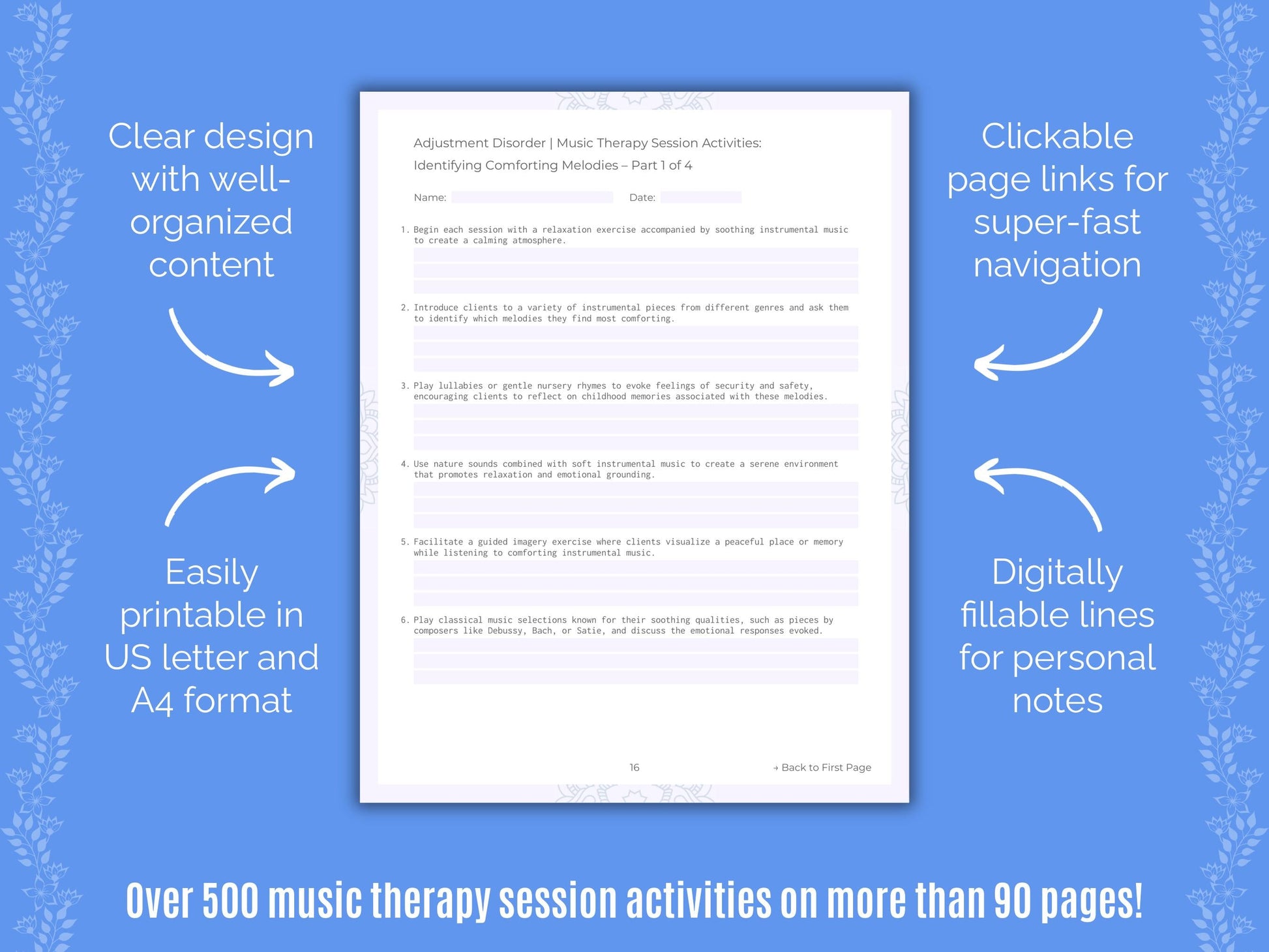 Adjustment Disorder Music Therapy Counseling Templates