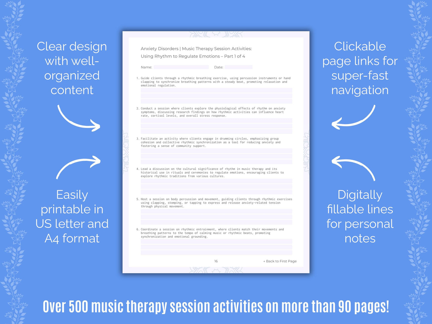 Anxiety Disorders Music Therapy Counseling Templates