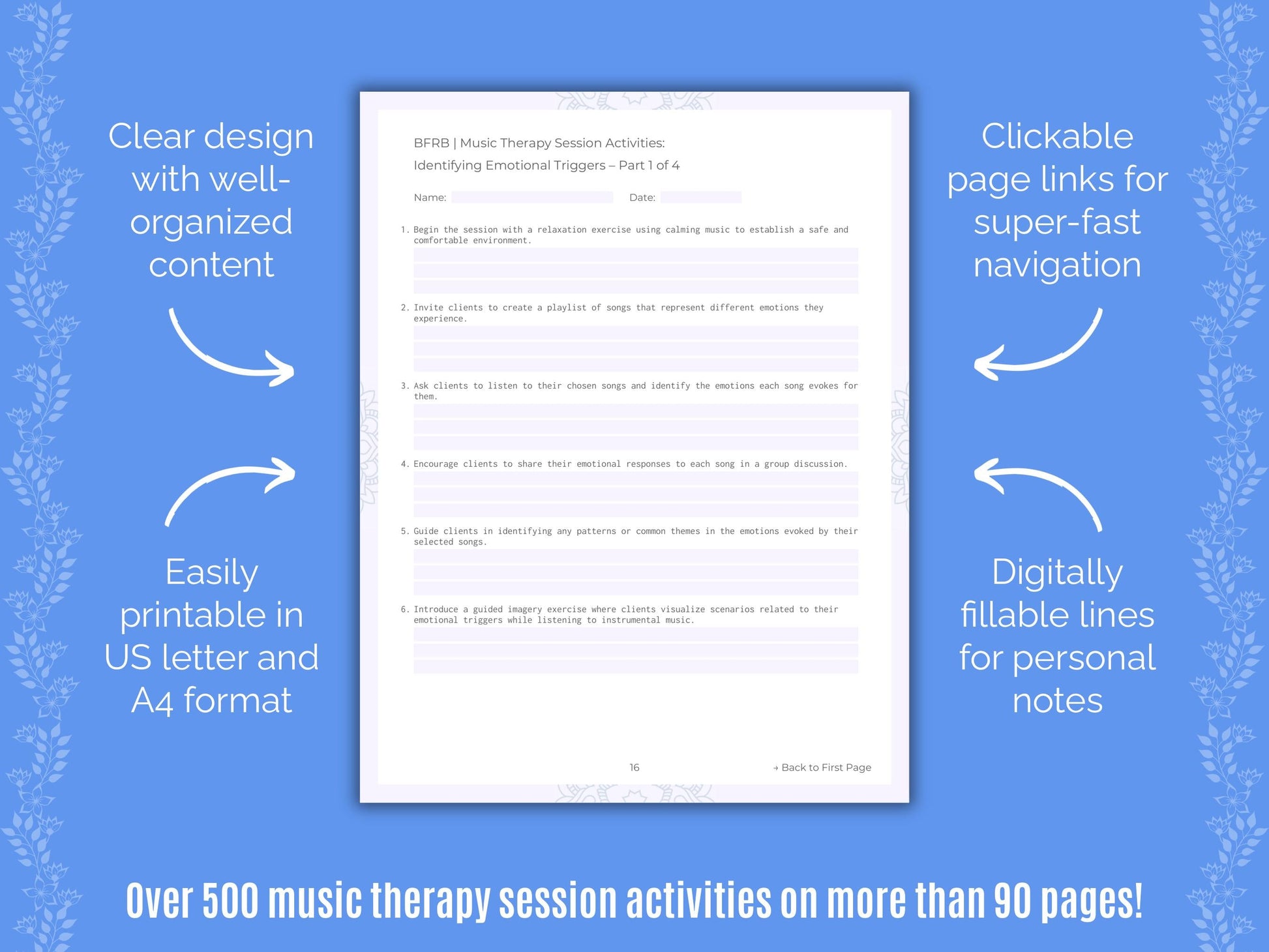 Body-Focused Repetitive Behavior (BFRB) Music Therapy Counseling Templates