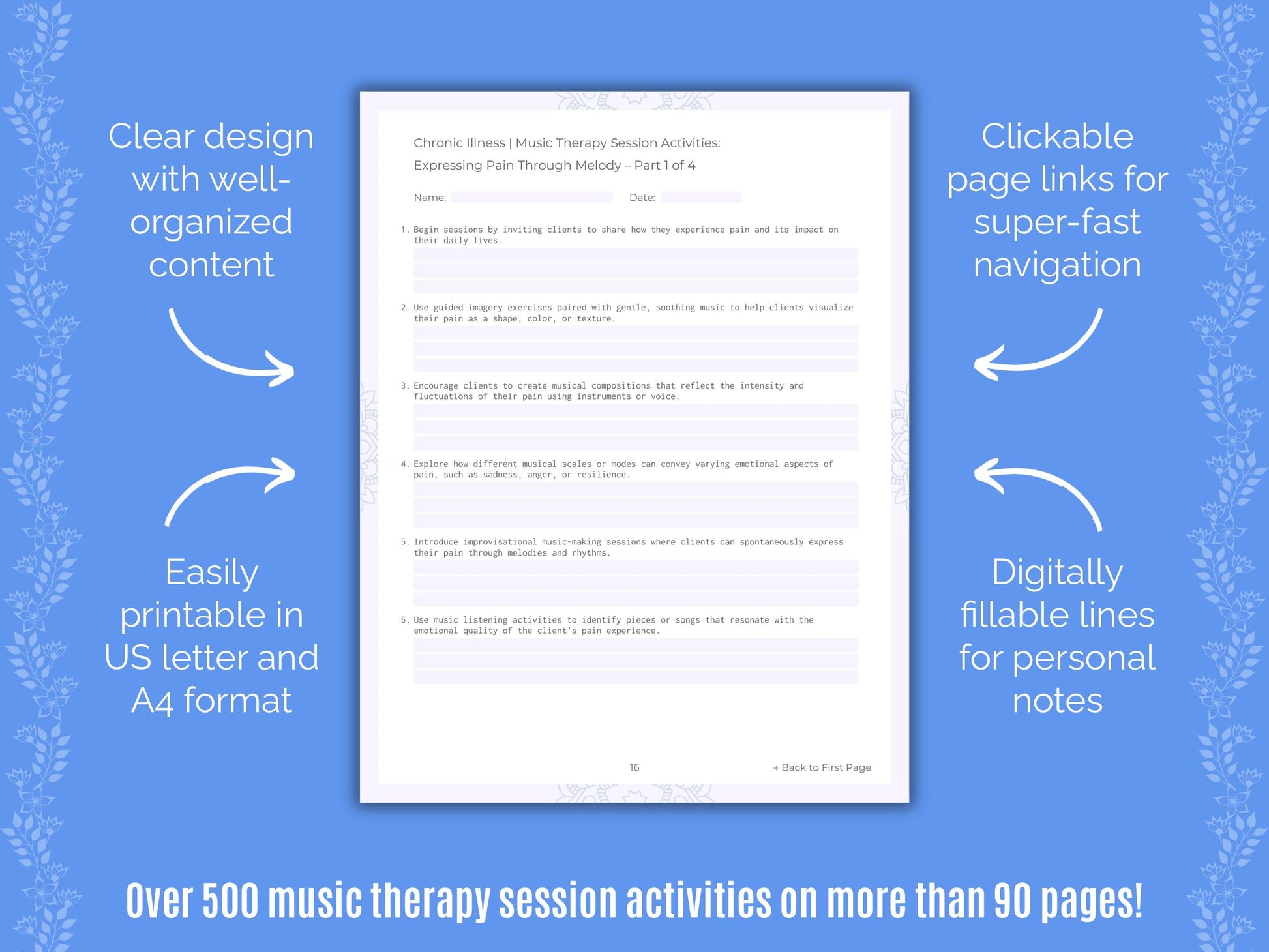 Chronic Illness Music Therapy Counseling Templates
