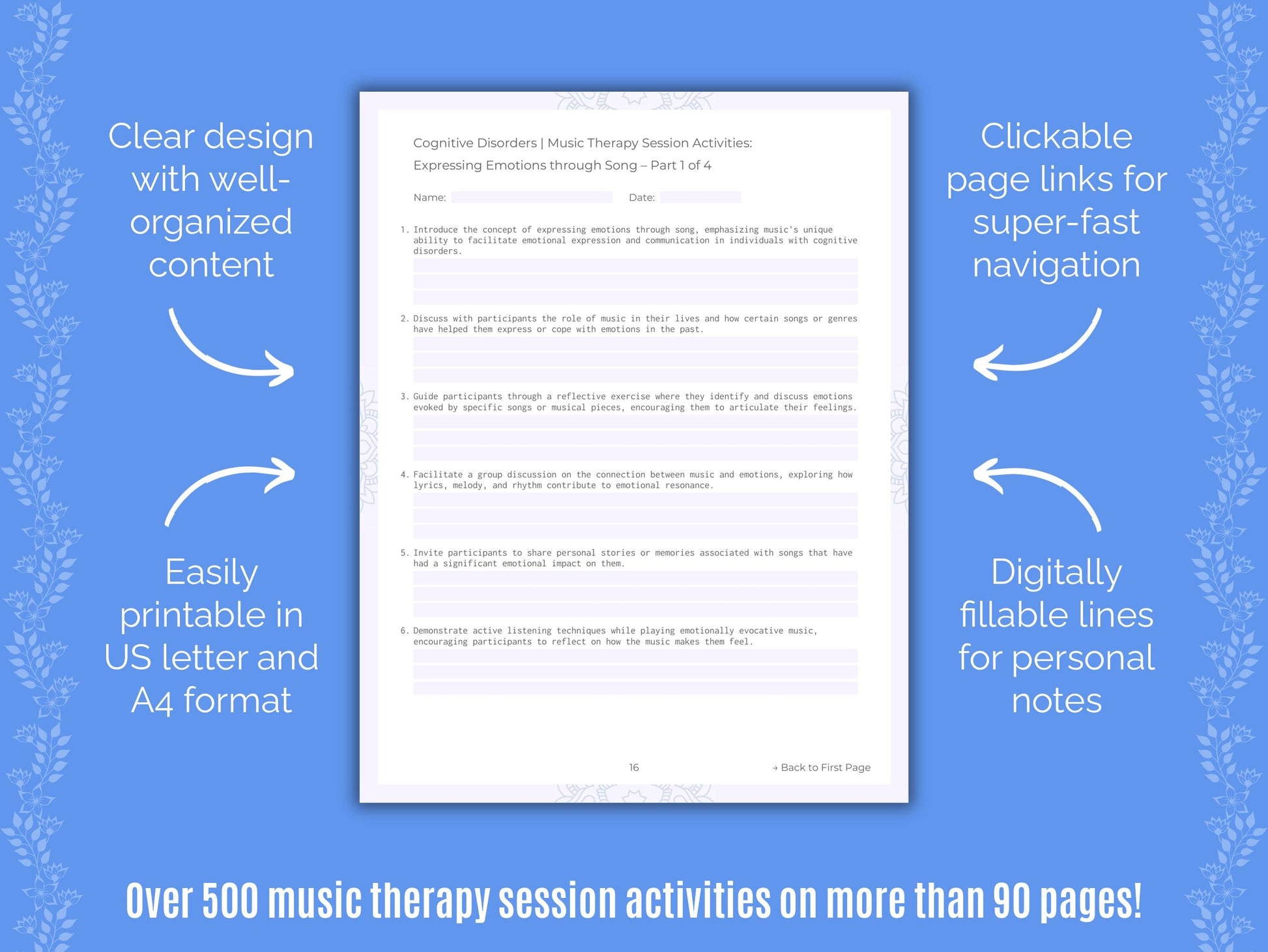 Cognitive Disorders Music Therapy Counseling Templates