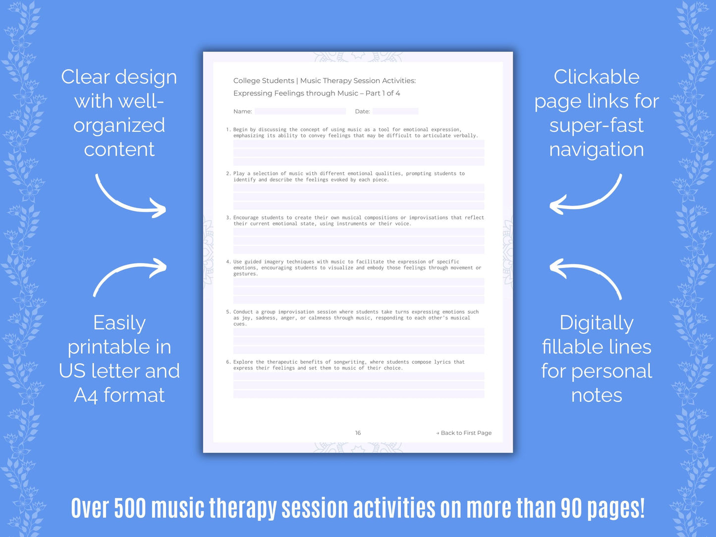 College Students Music Therapy Counseling Templates