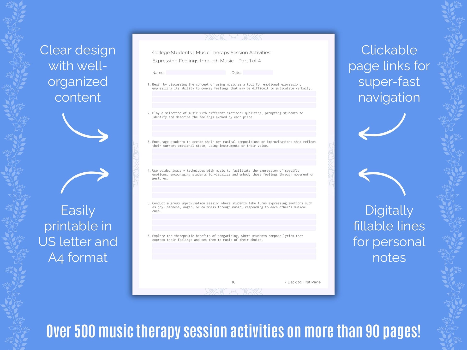 College Students Music Therapy Counseling Templates