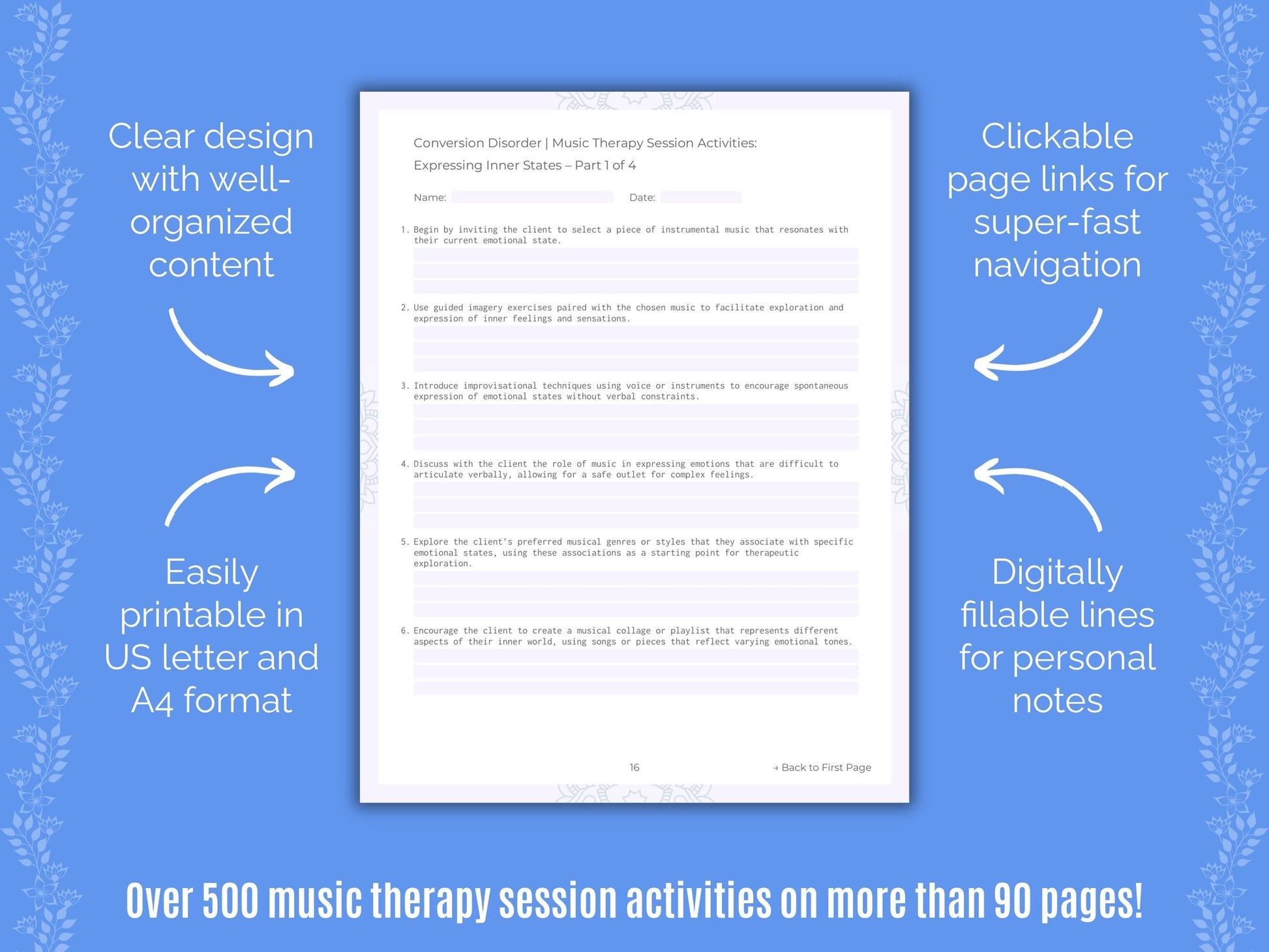 Conversion Disorder Music Therapy Counseling Templates