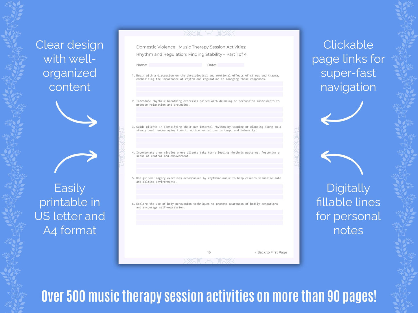 Domestic Violence Music Therapy Counseling Templates