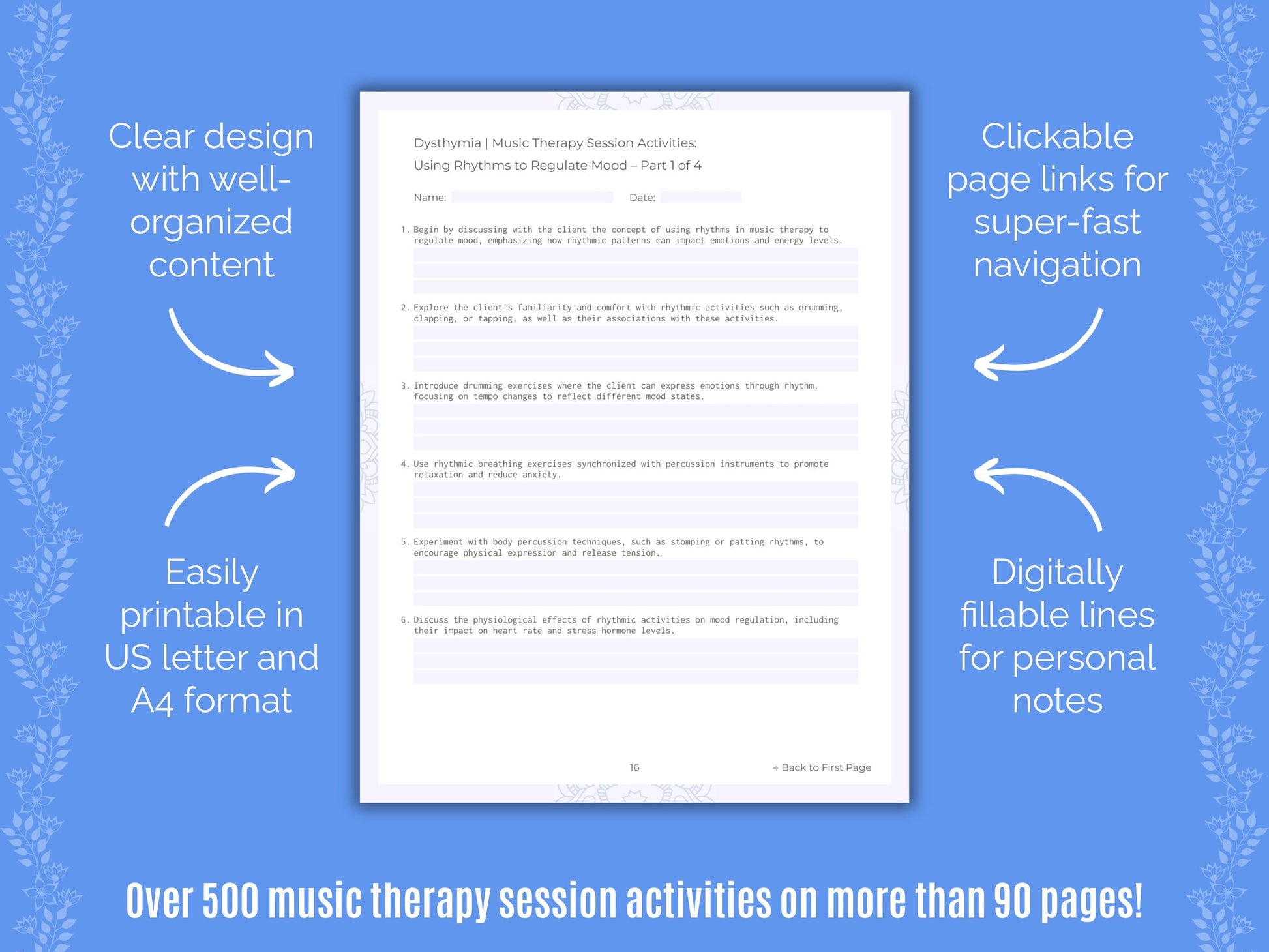 Dysthymia Music Therapy Counseling Templates