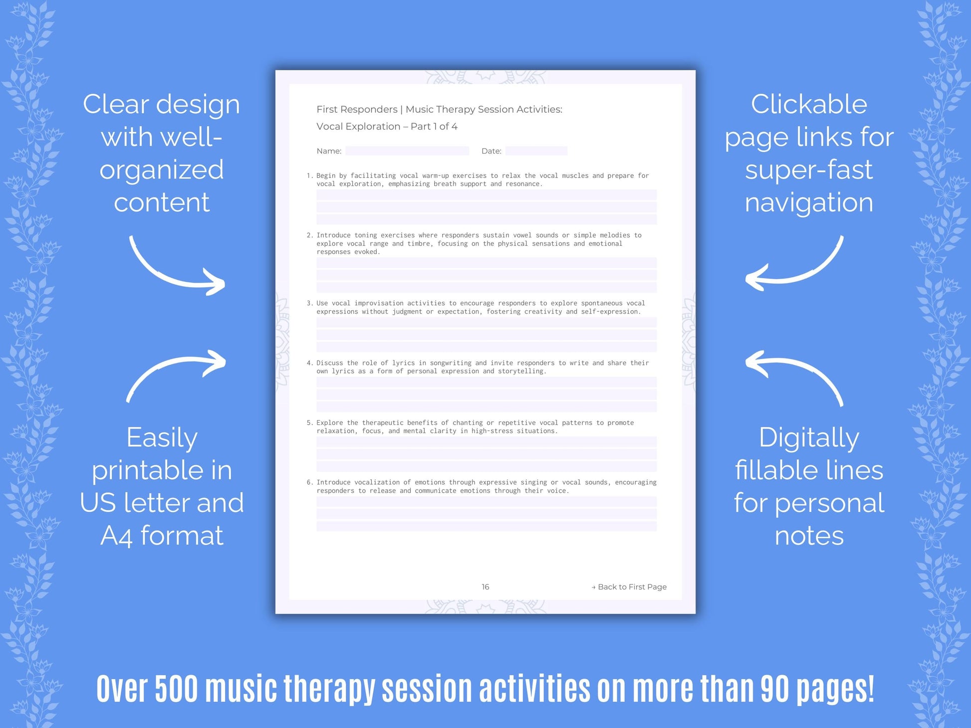 First Responders Music Therapy Counseling Templates