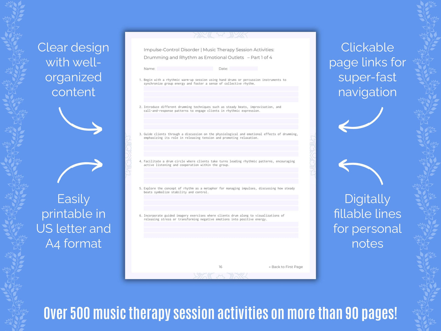 Impulse-Control Disorder (ICD) Music Therapy Counseling Templates