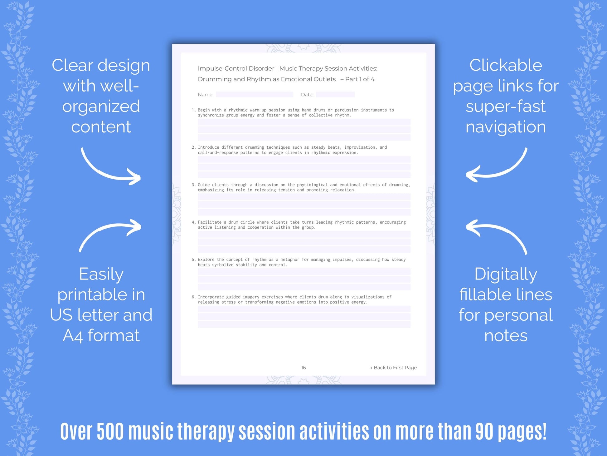 Impulse-Control Disorder (ICD) Music Therapy Counseling Templates