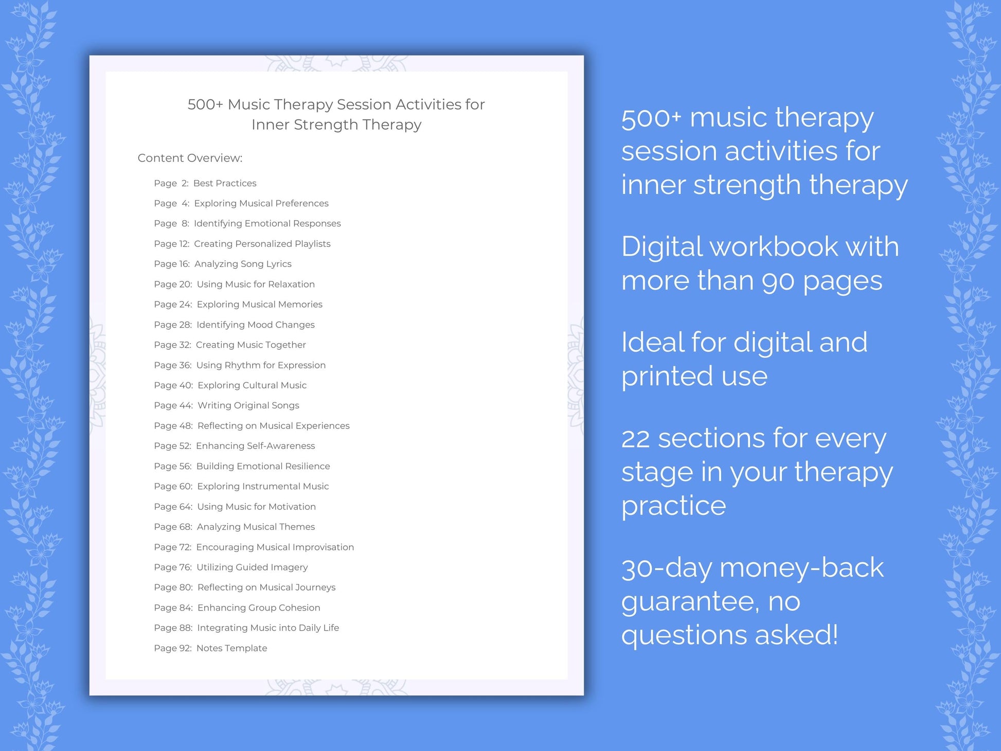 Inner Strength Music Therapy Therapist Worksheets