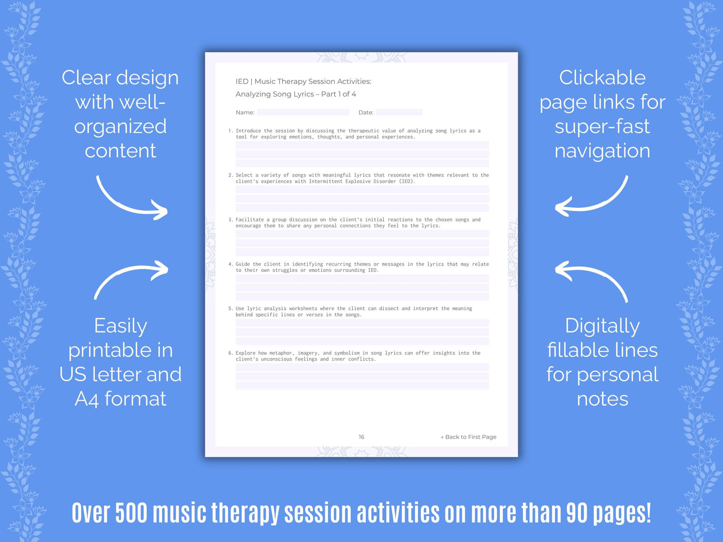 Intermittent Explosive Disorder (IED) Music Therapy Counseling Templates