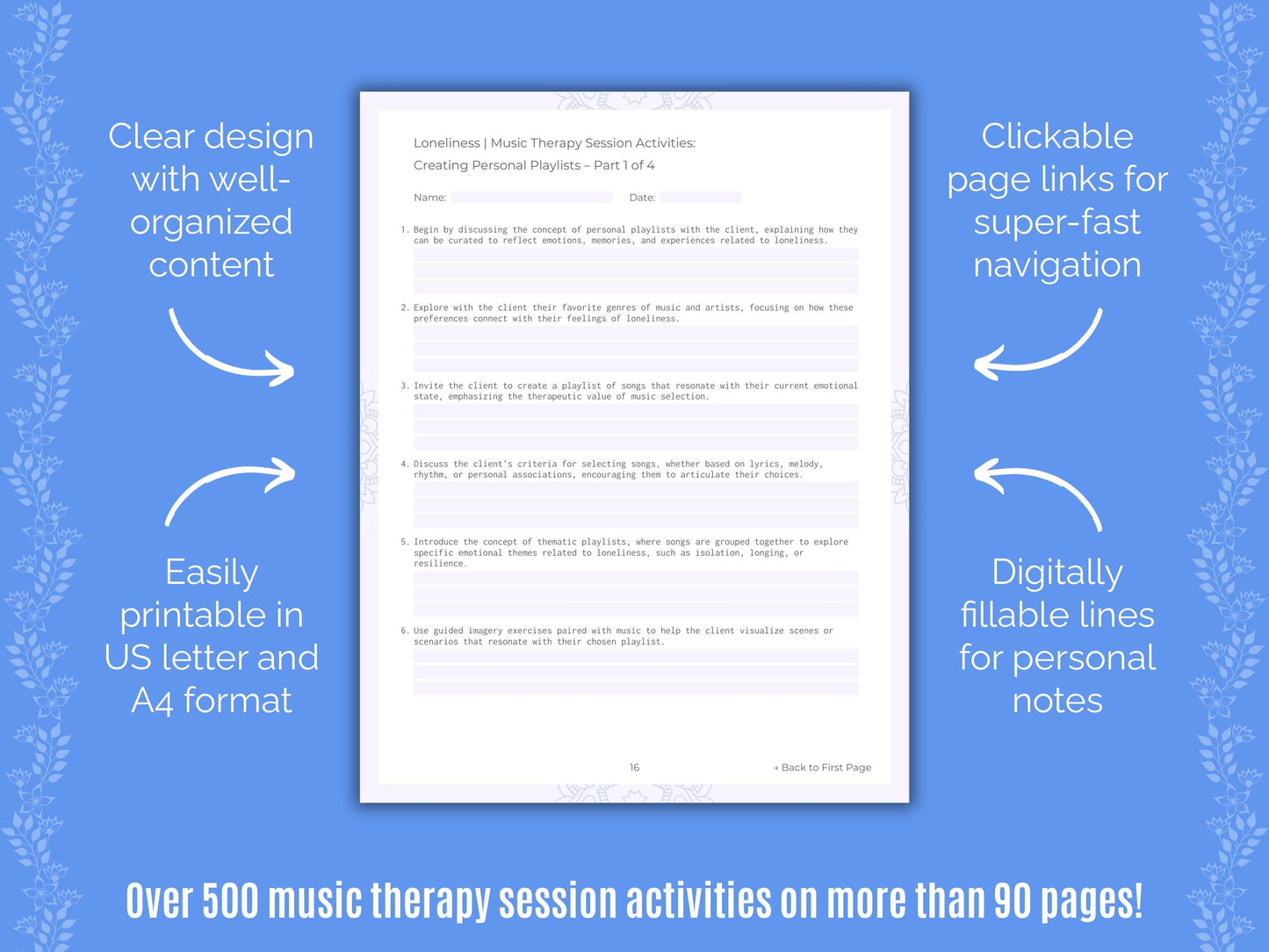 Loneliness Music Therapy Counseling Templates