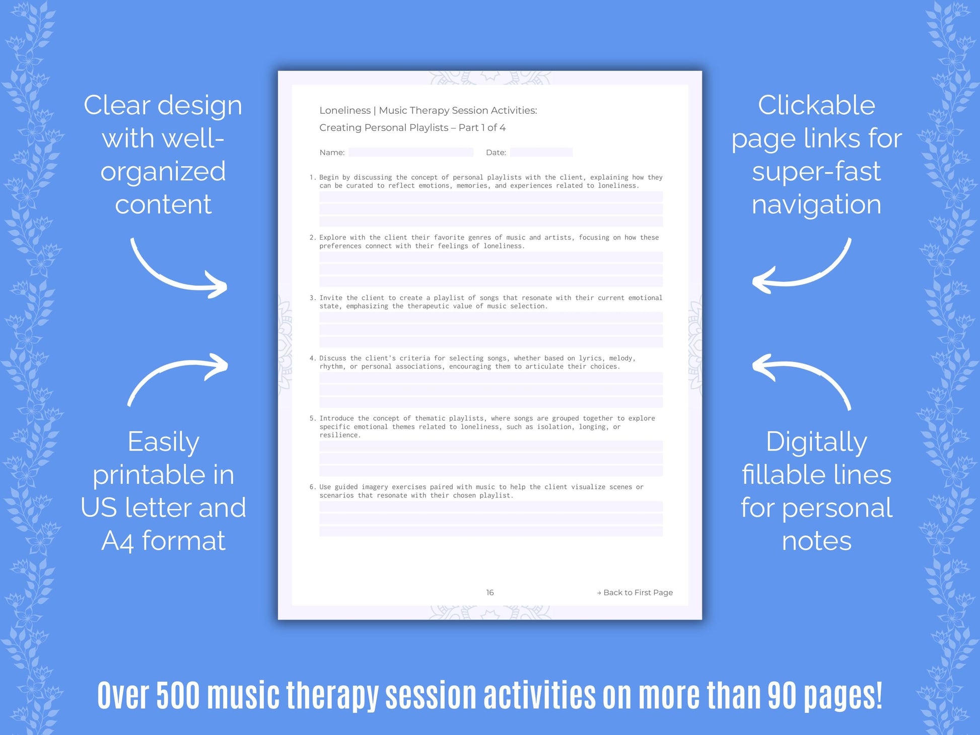 Loneliness Music Therapy Counseling Templates