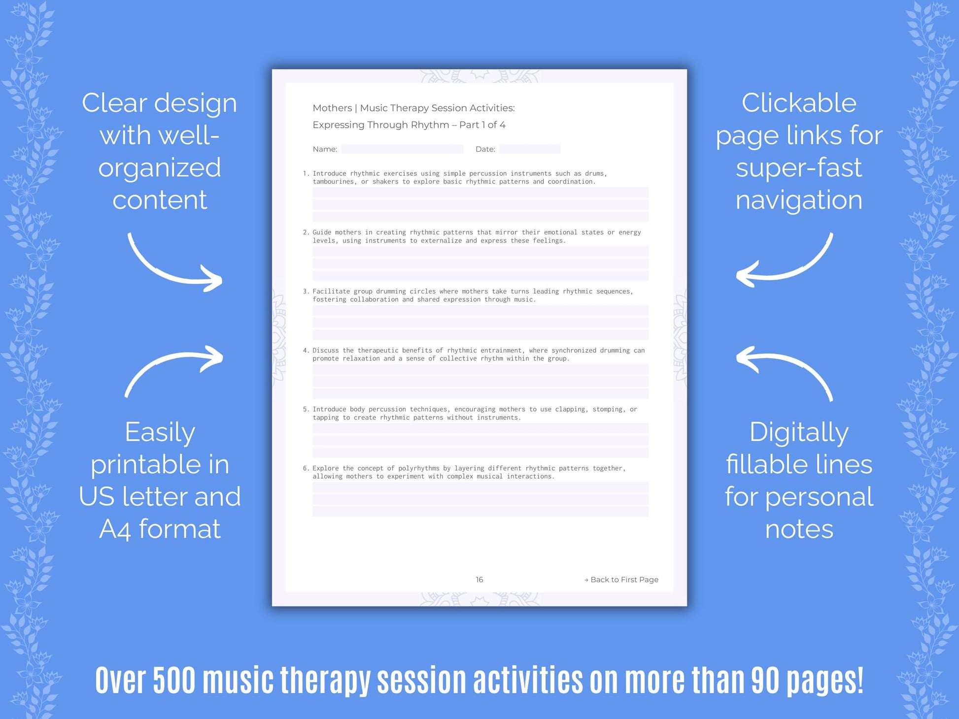 Mothers Music Therapy Counseling Templates
