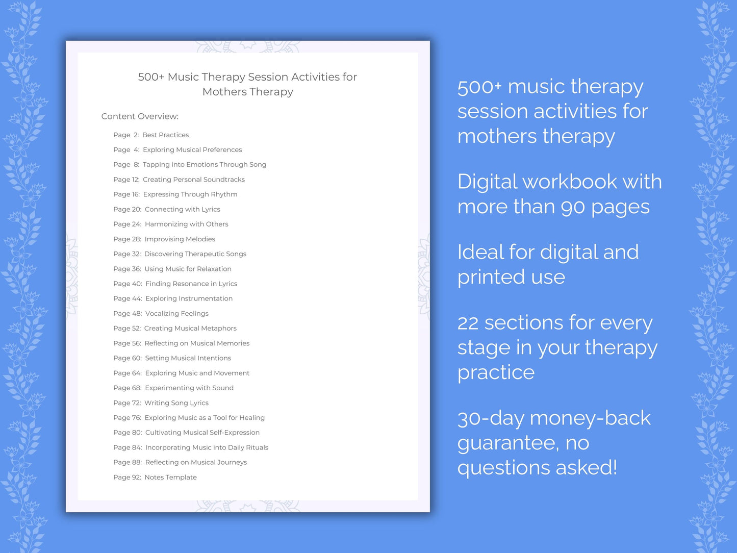 Mothers Music Therapy Therapist Worksheets