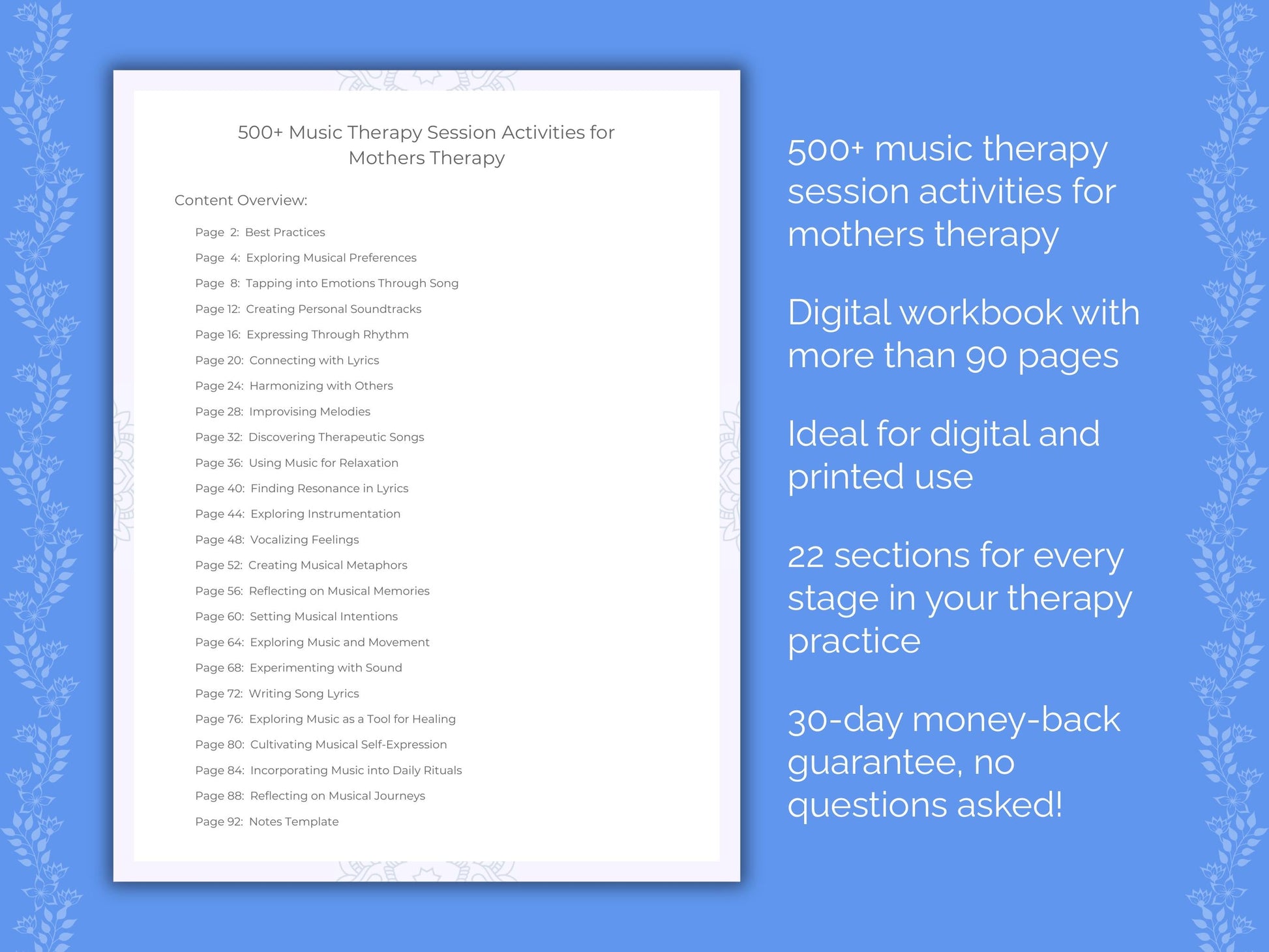 Mothers Music Therapy Therapist Worksheets