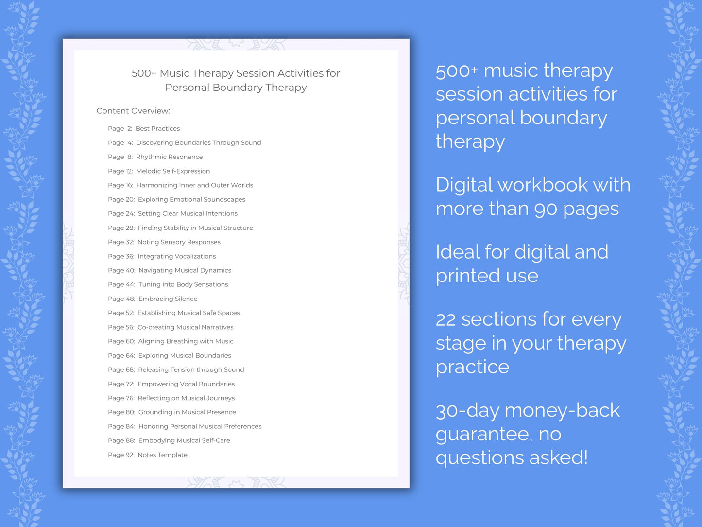Personal Boundary Music Therapy Therapist Worksheets