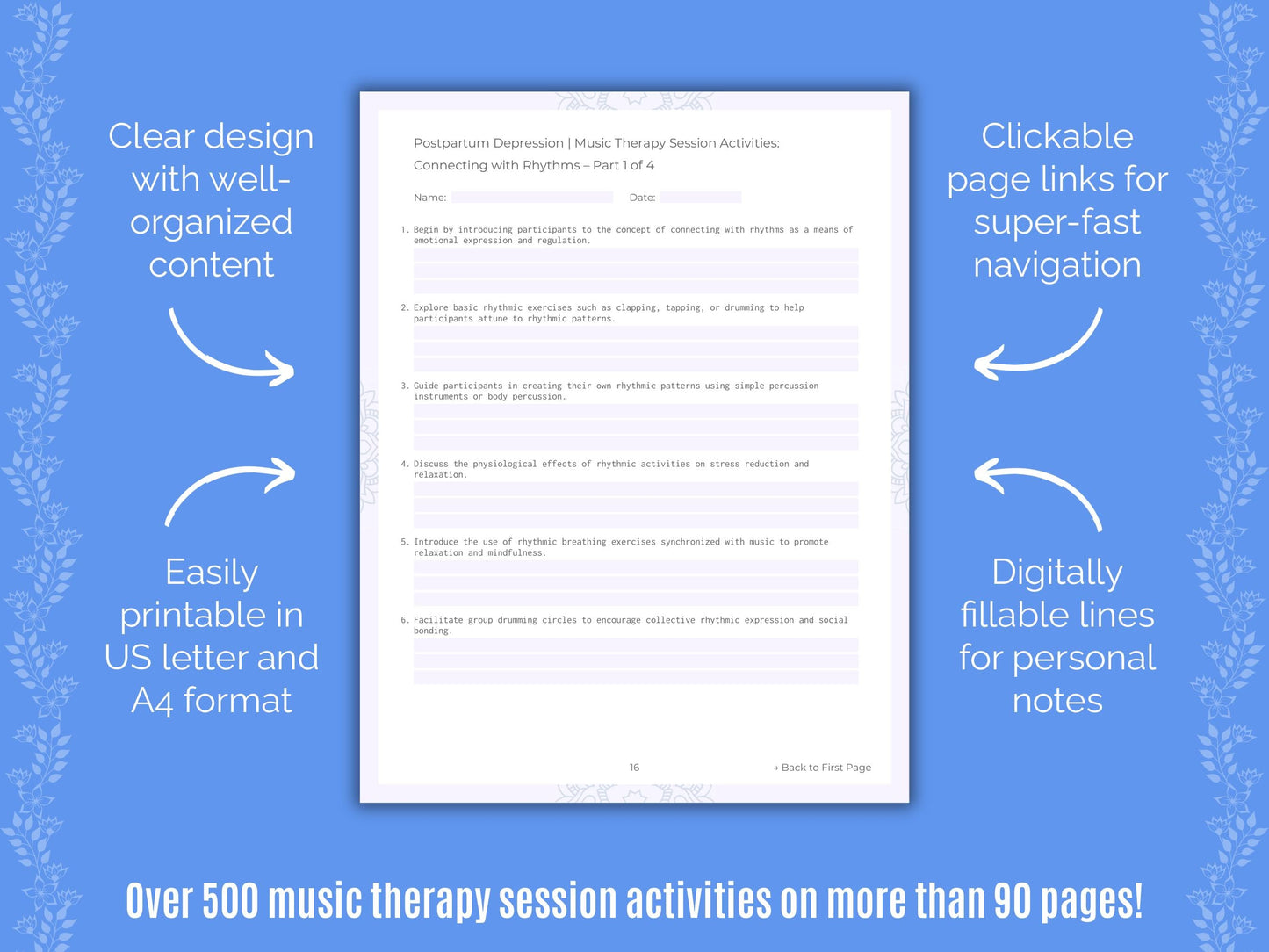 Postpartum Depression Music Therapy Counseling Templates