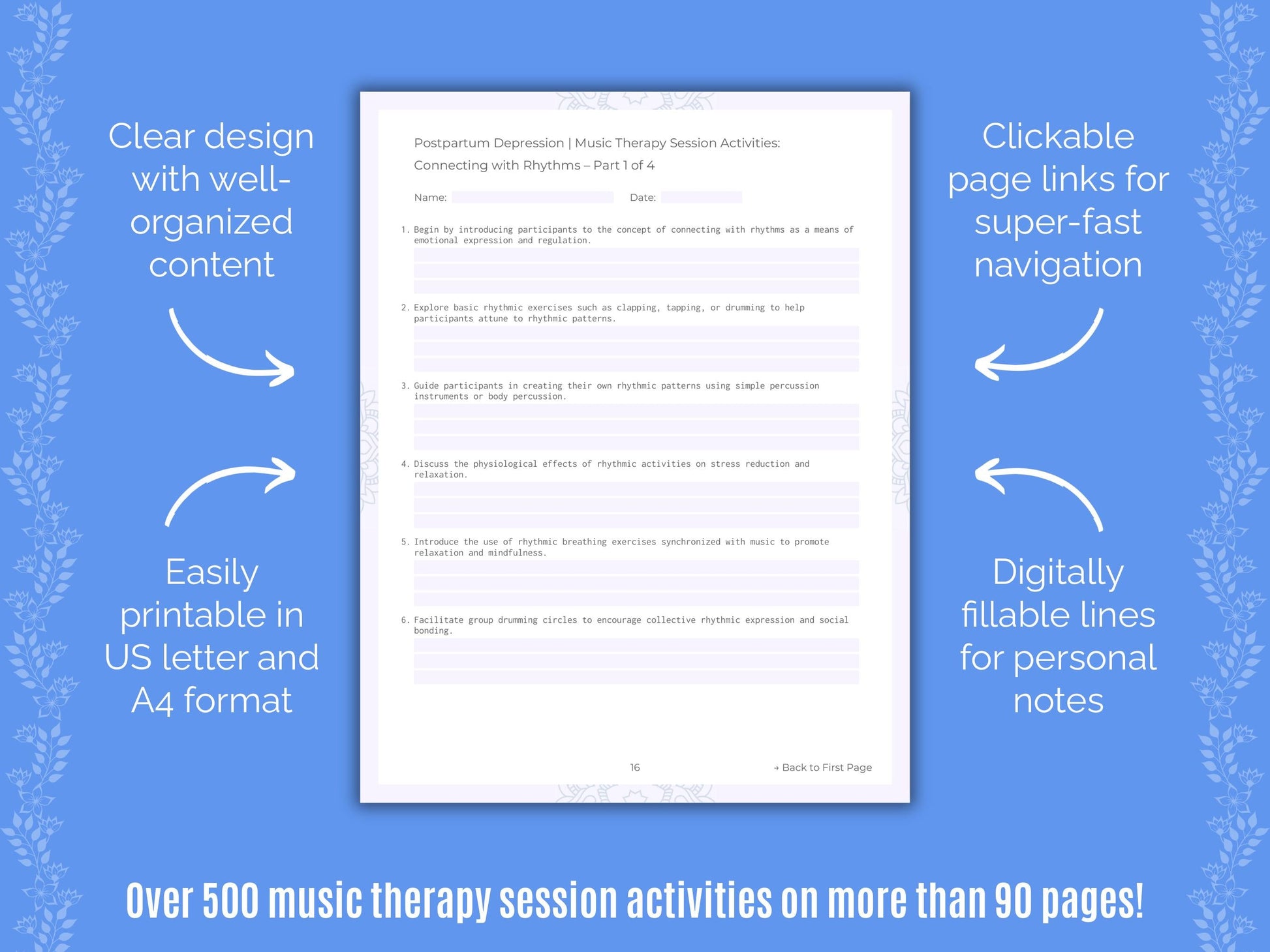 Postpartum Depression Music Therapy Counseling Templates