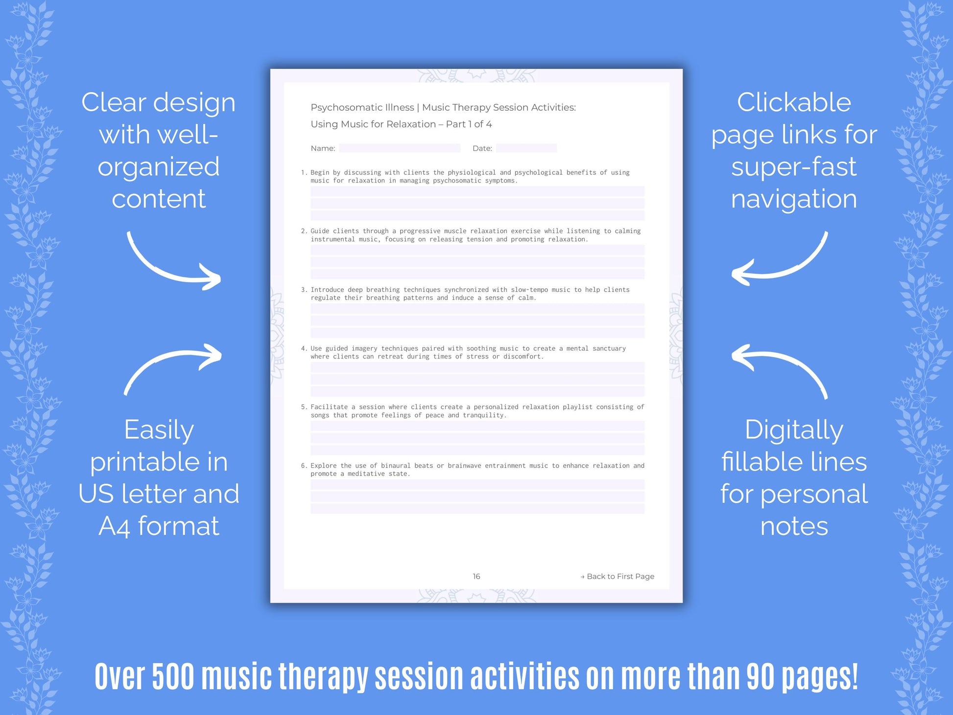 Psychosomatic Illness Music Therapy Counseling Templates