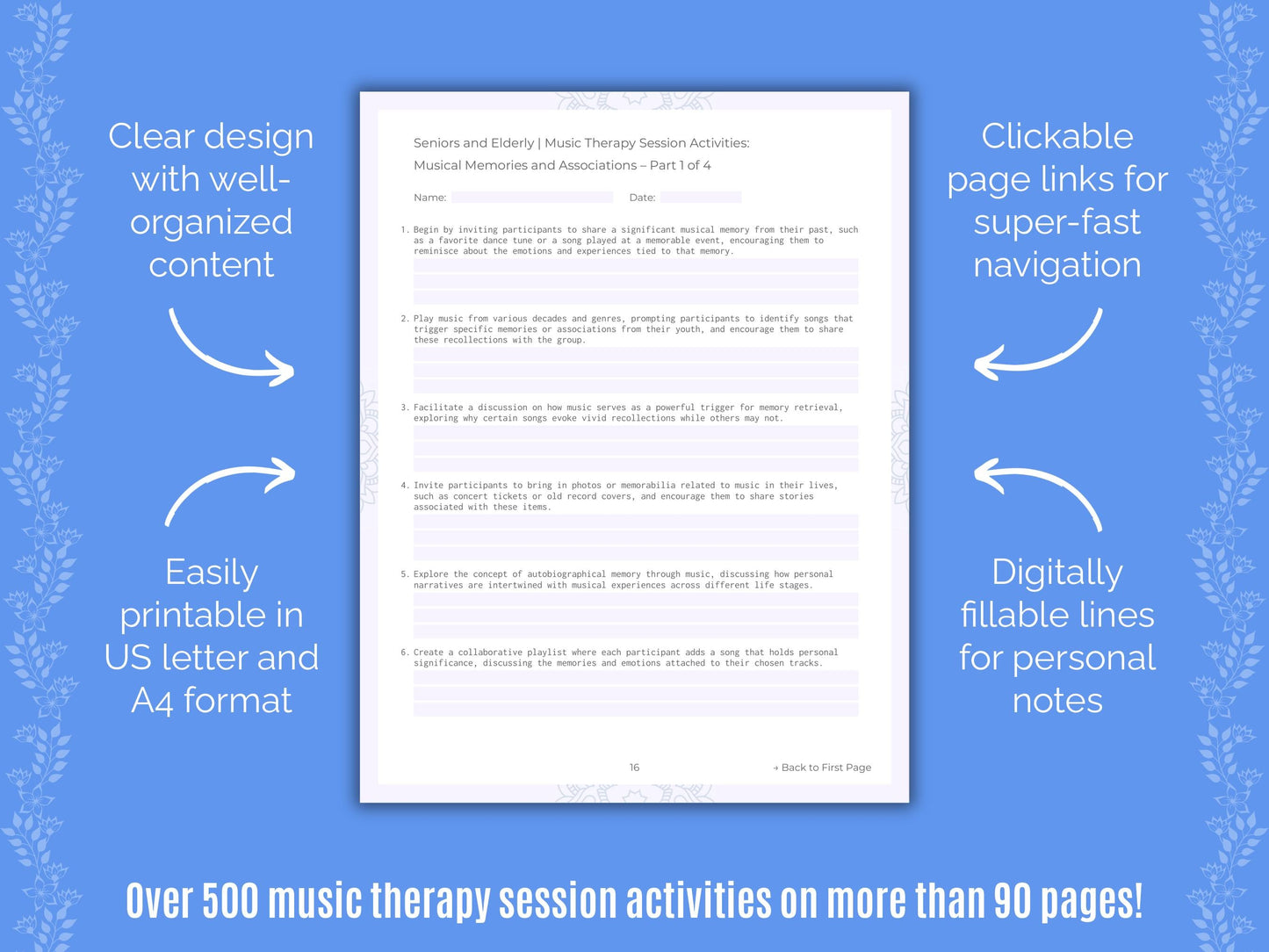 Seniors and Elderly Music Therapy Counseling Templates