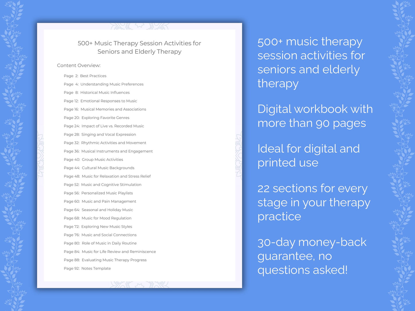 Seniors and Elderly Music Therapy Therapist Worksheets