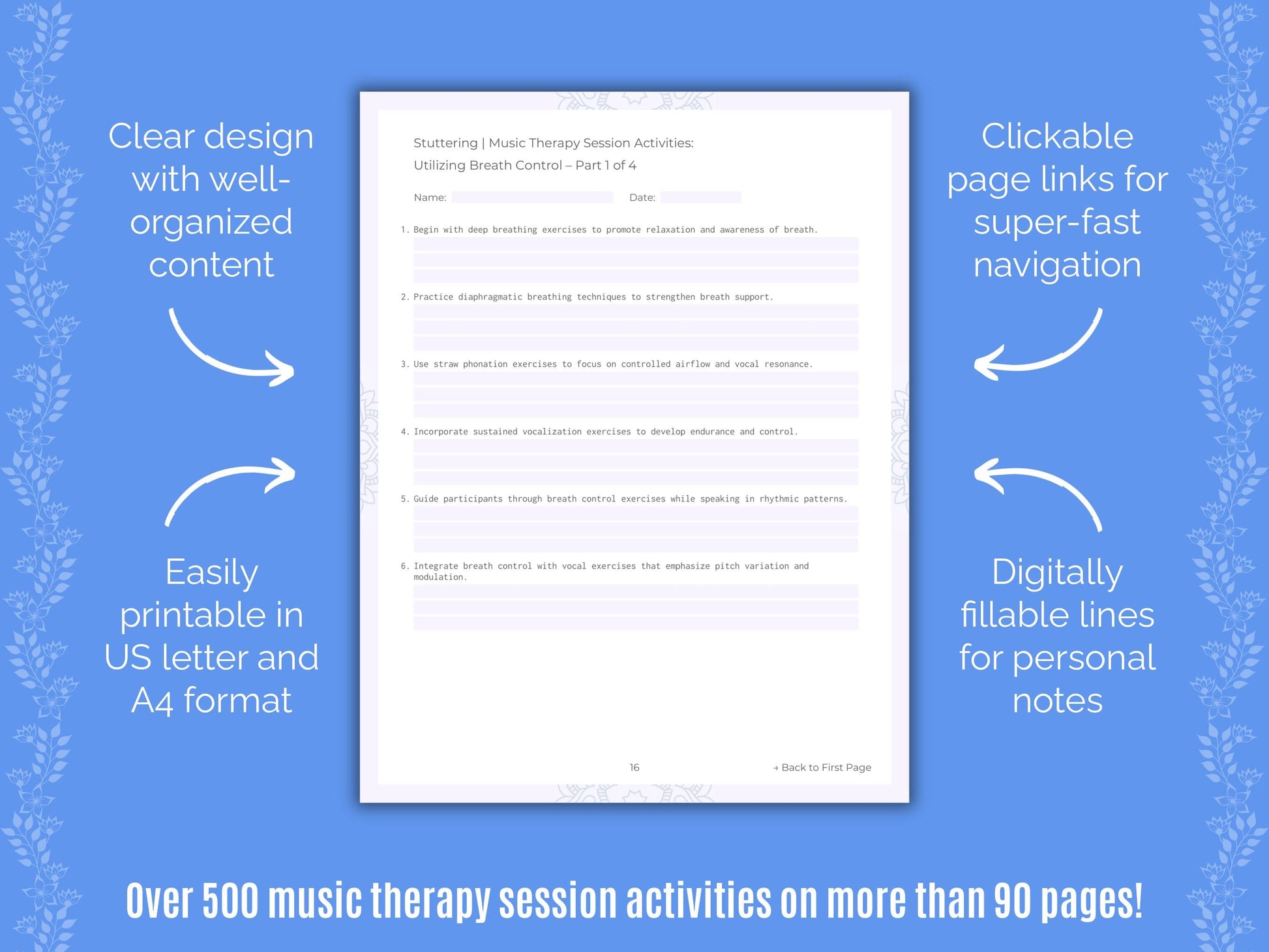 Stuttering Music Therapy Counseling Templates