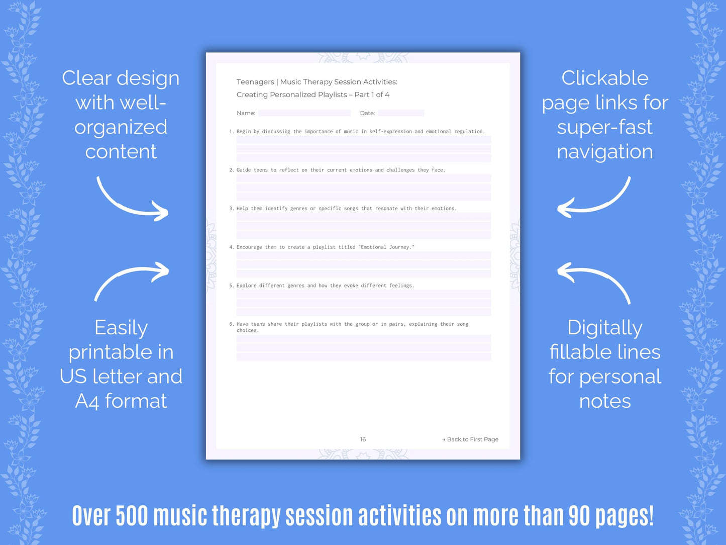 Teenagers Music Therapy Counseling Templates