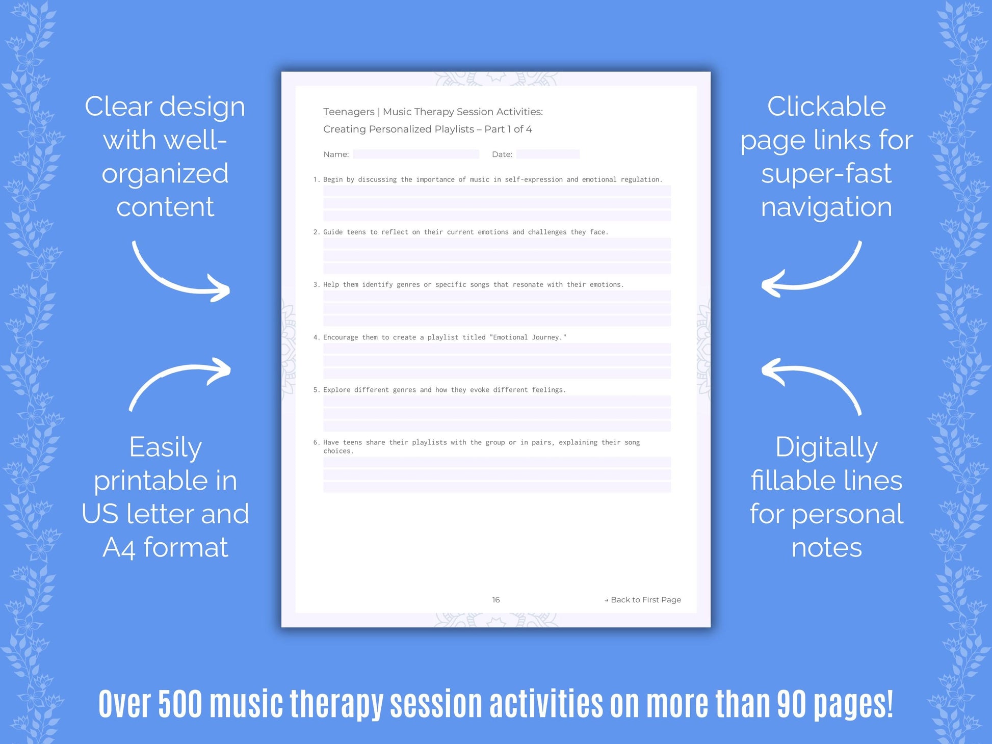 Teenagers Music Therapy Counseling Templates