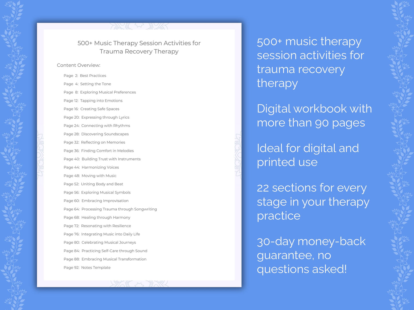 Trauma Recovery Music Therapy Therapist Worksheets