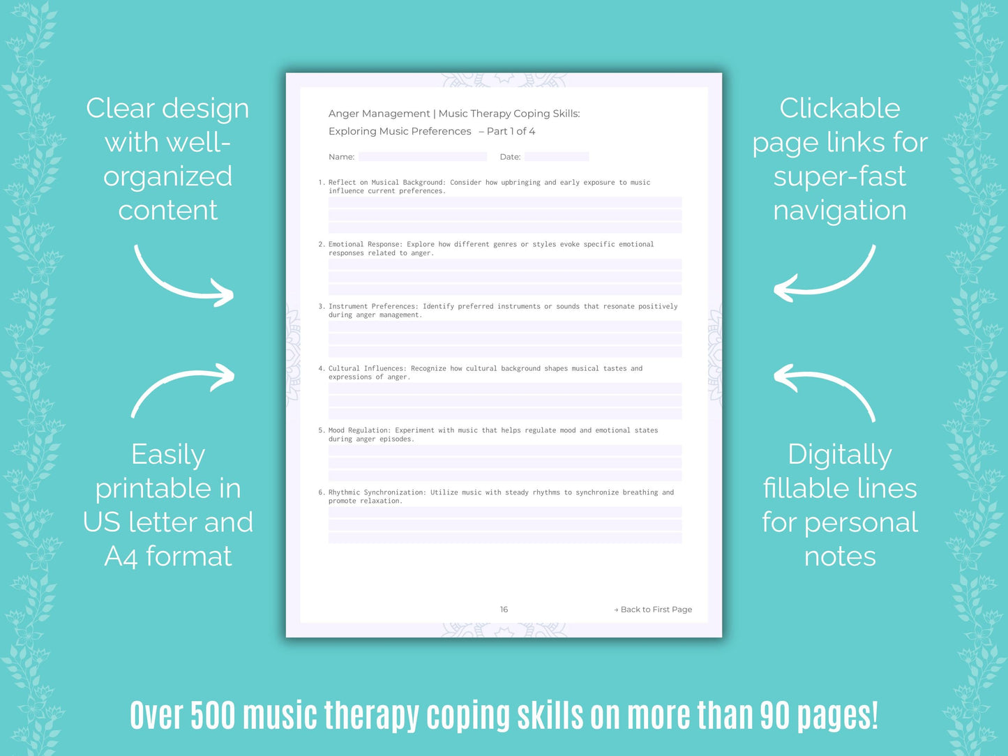 Anger Management Music Therapy Counseling Templates