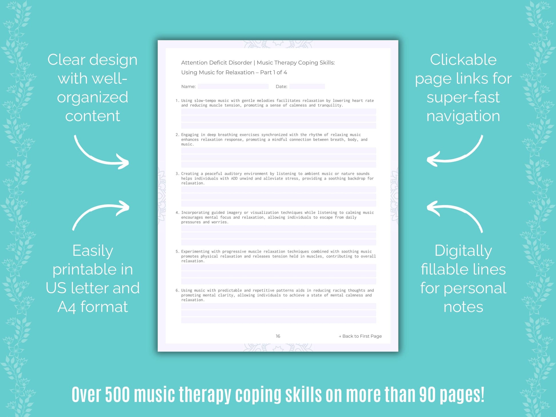 Attention Deficit Disorder (ADD) Music Therapy Counseling Templates