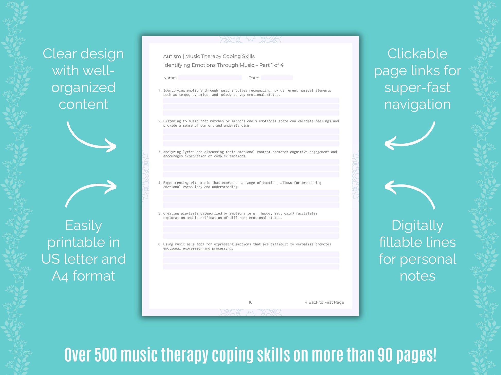 Autism Spectrum Disorder Music Therapy Counseling Templates