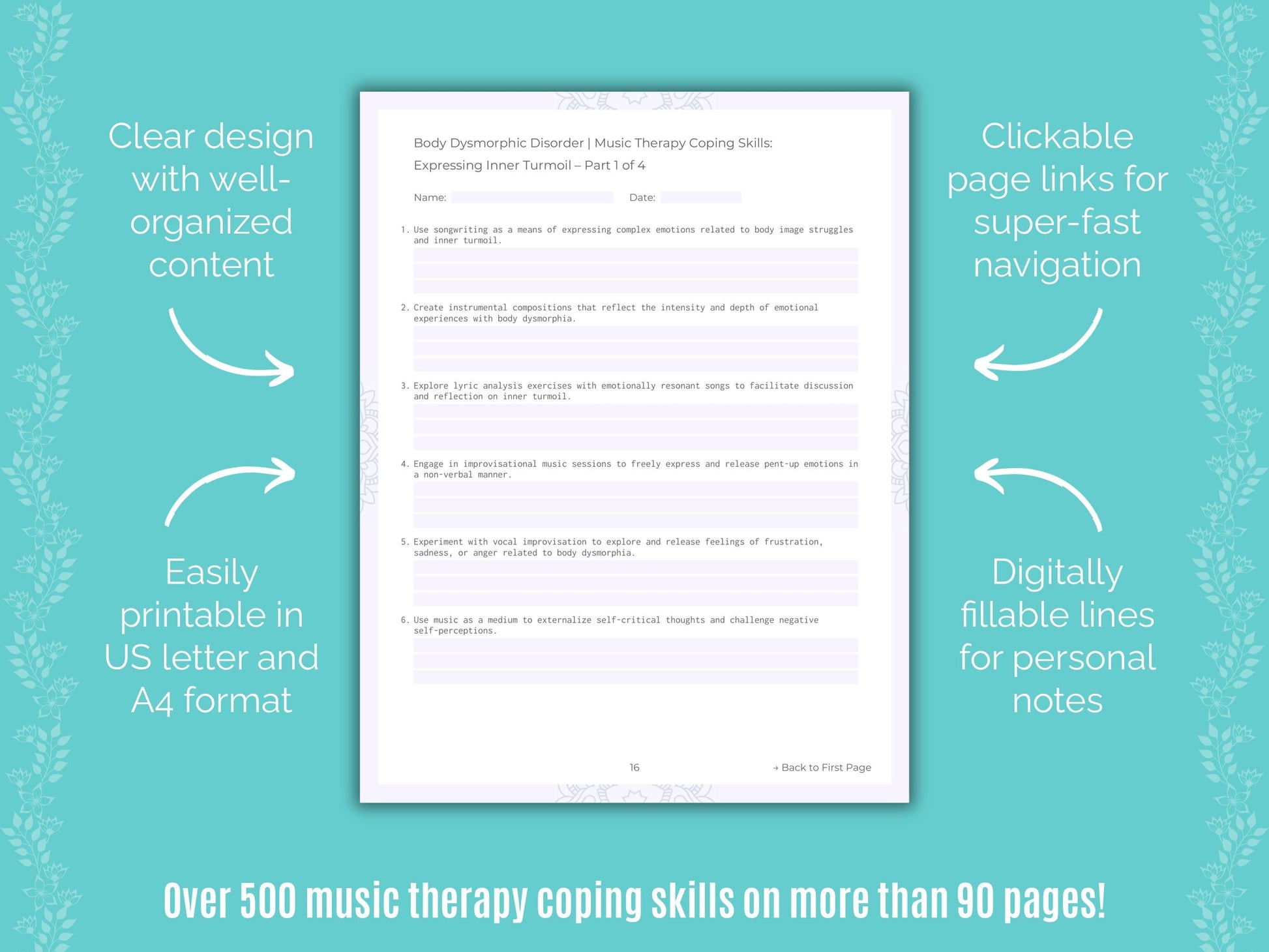 Body Dysmorphic Disorder (BDD) Music Therapy Counseling Templates