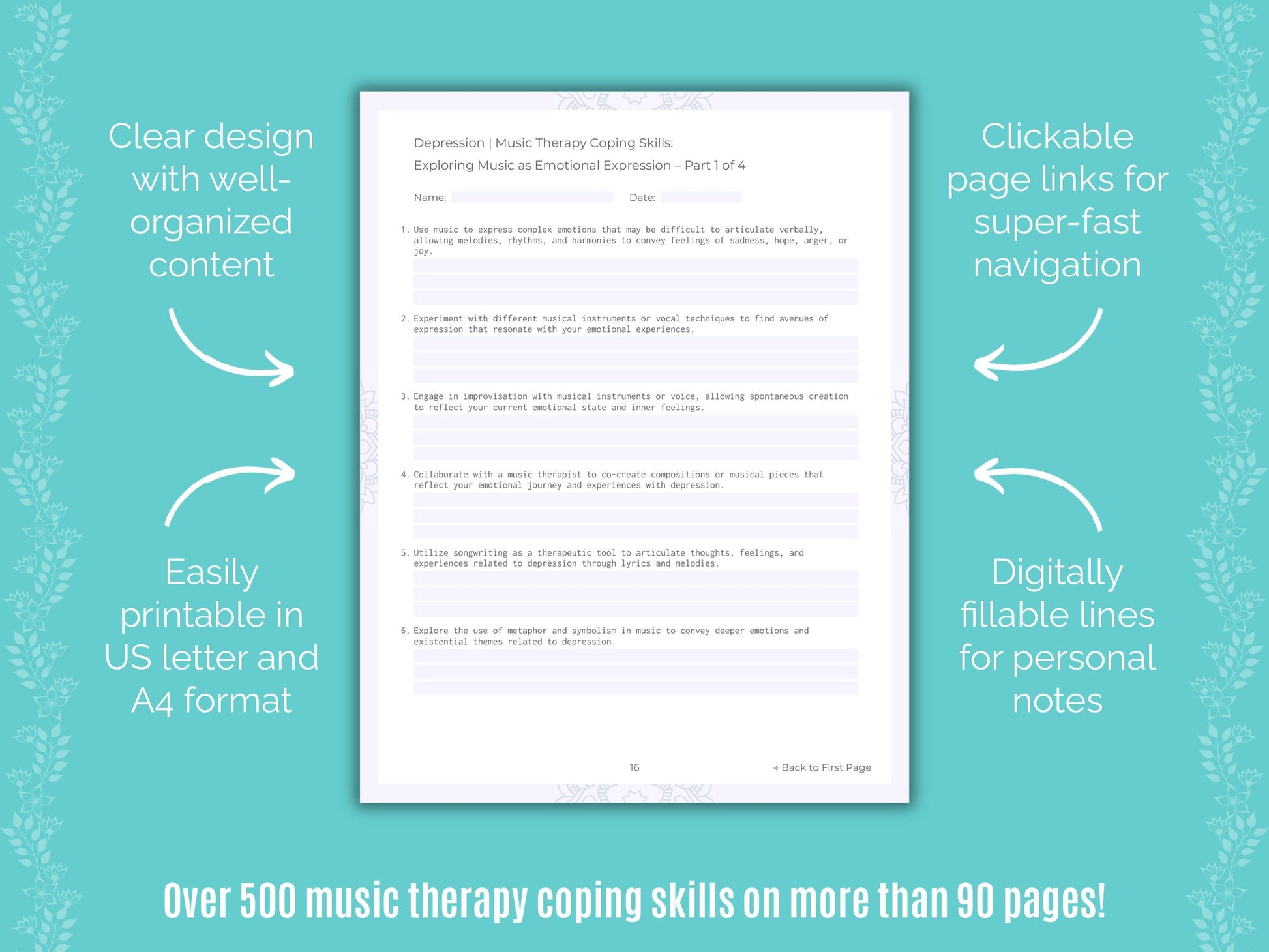 Depression Music Therapy Counseling Templates