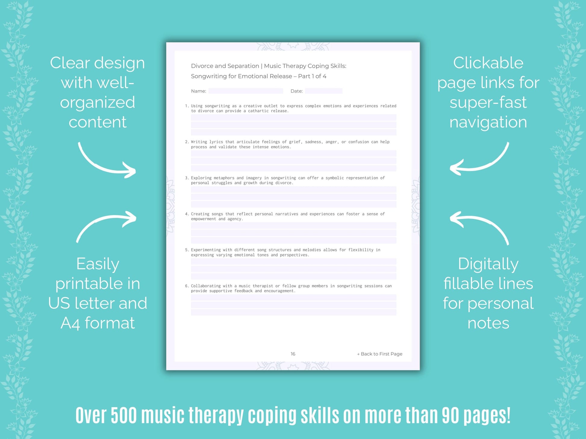 Divorce and Separation Music Therapy Counseling Templates