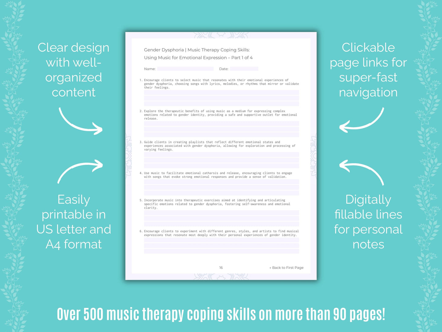Gender Dysphoria Music Therapy Counseling Templates