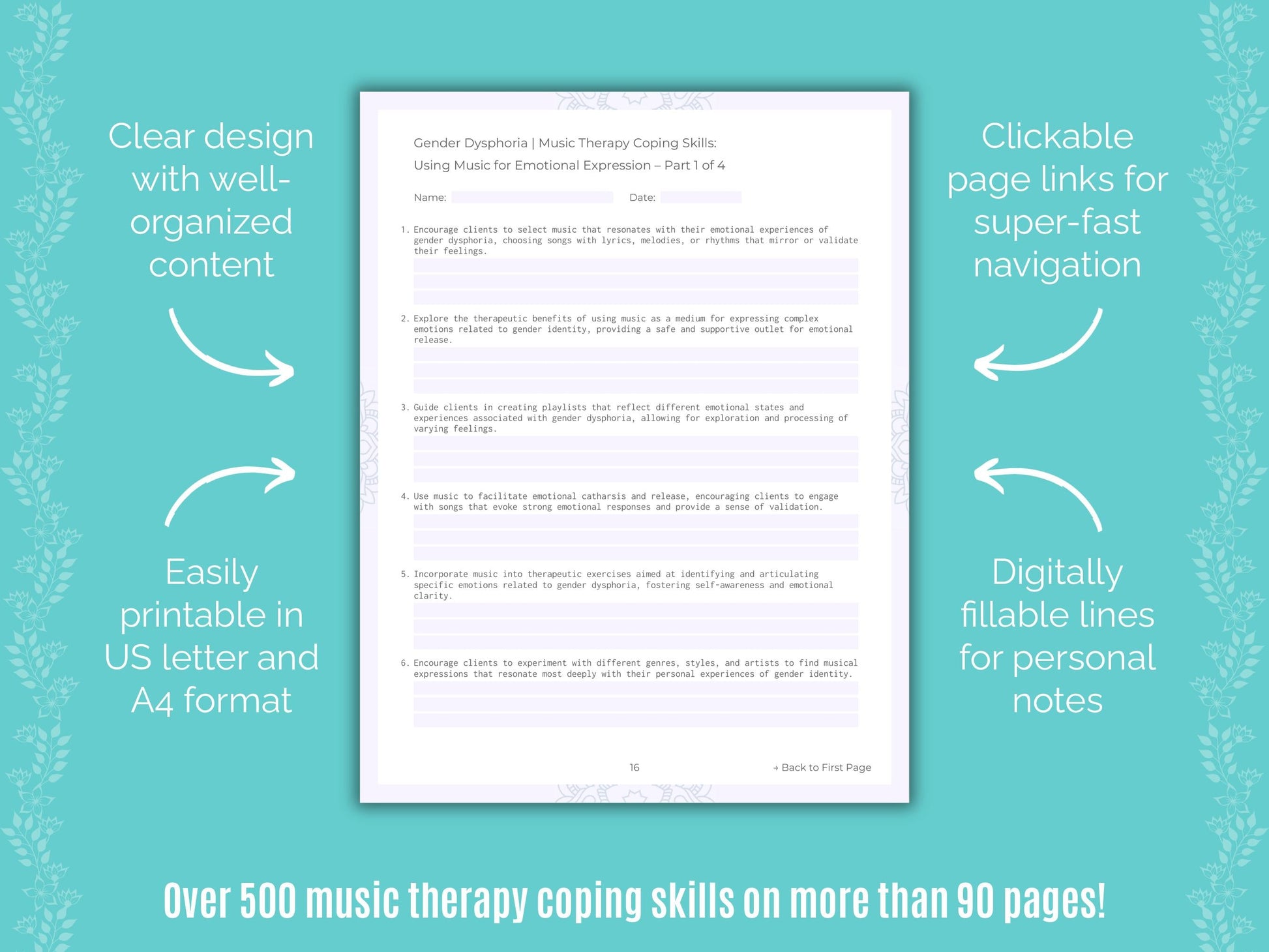 Gender Dysphoria Music Therapy Counseling Templates