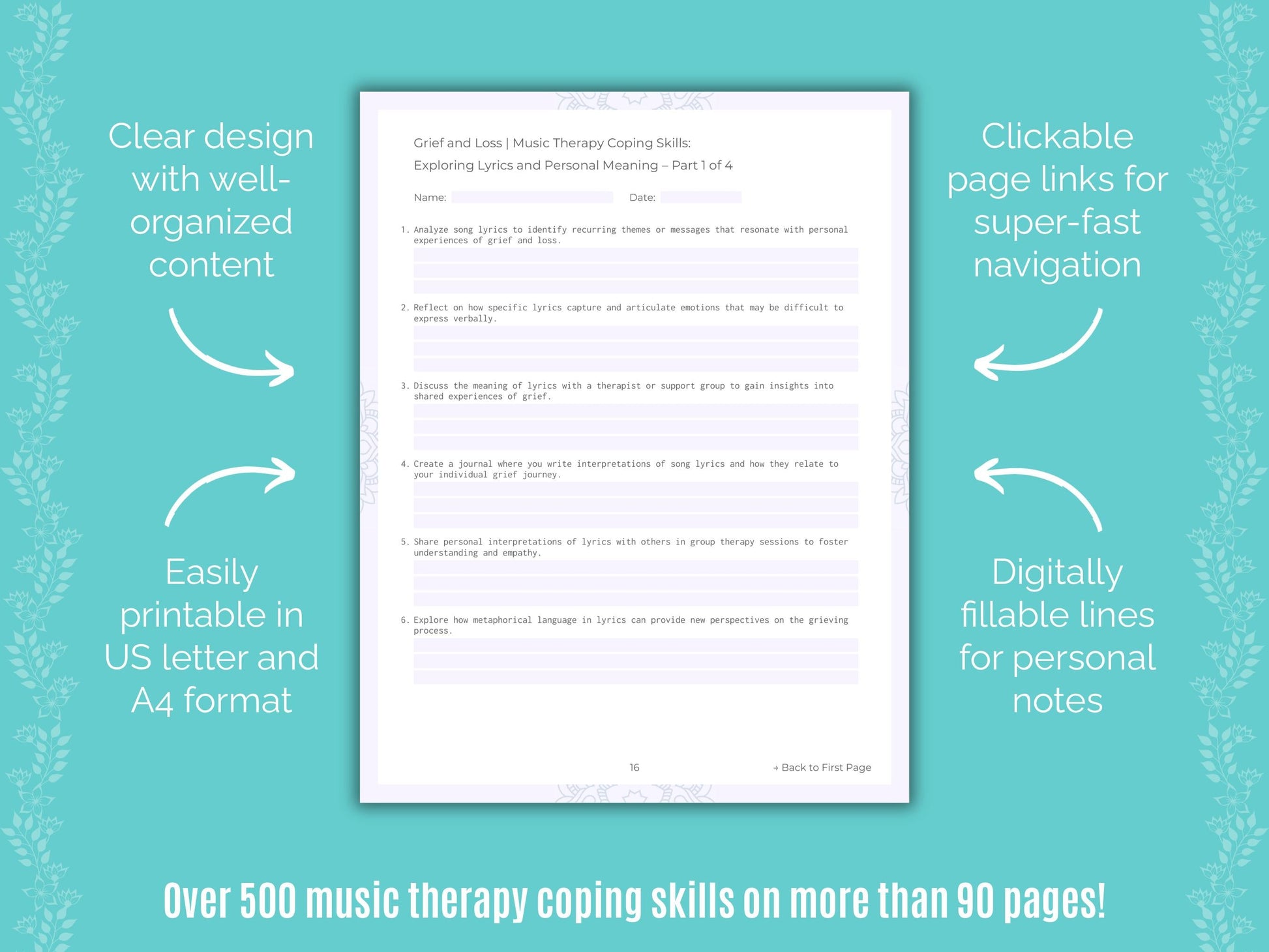 Grief and Loss Music Therapy Counseling Templates