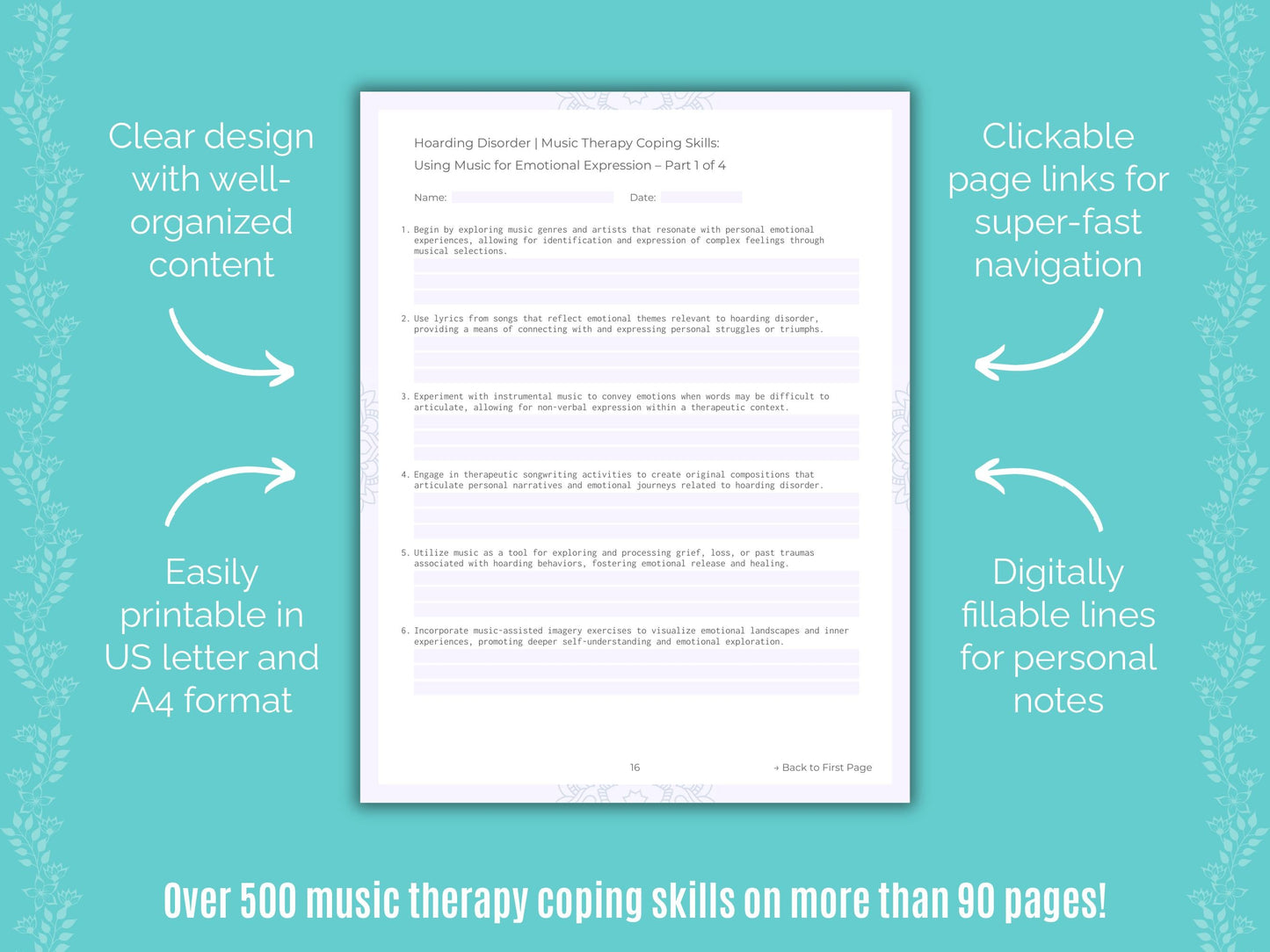 Hoarding Disorder Music Therapy Counseling Templates