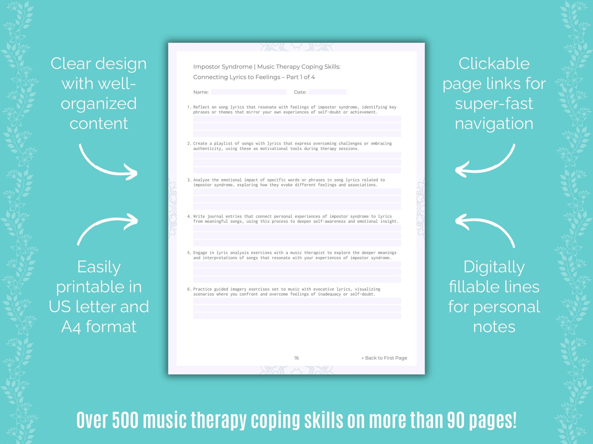 Impostor Syndrome Music Therapy Counseling Templates