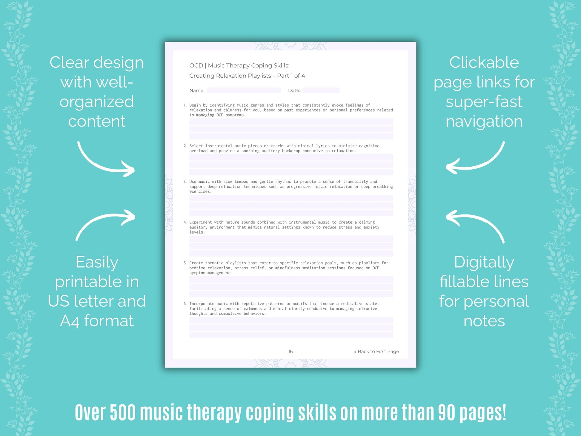 Obsessive-Compulsive Disorder (OCD) Music Therapy Counseling Templates