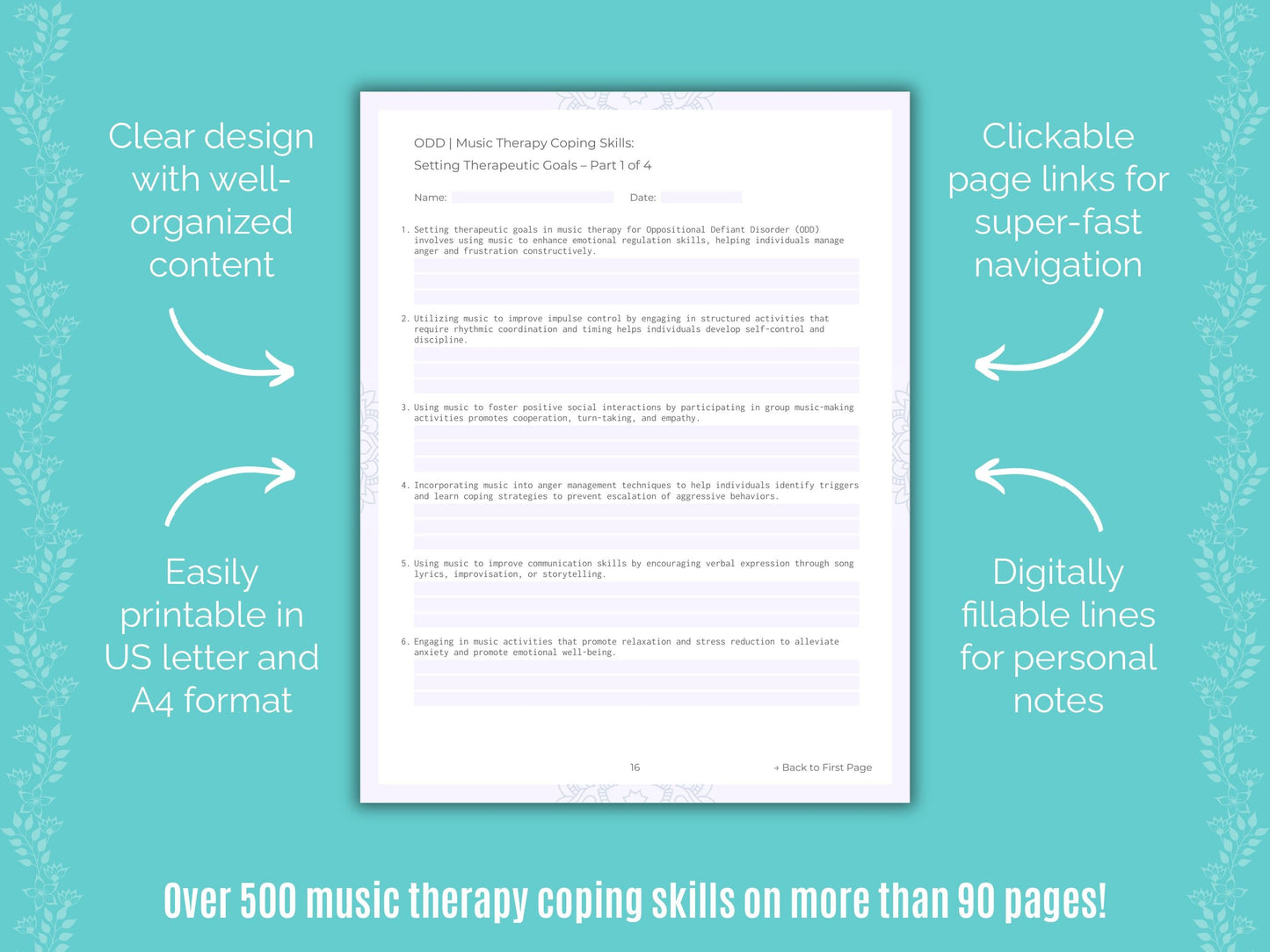 Oppositional Defiant Disorder (ODD) Music Therapy Counseling Templates