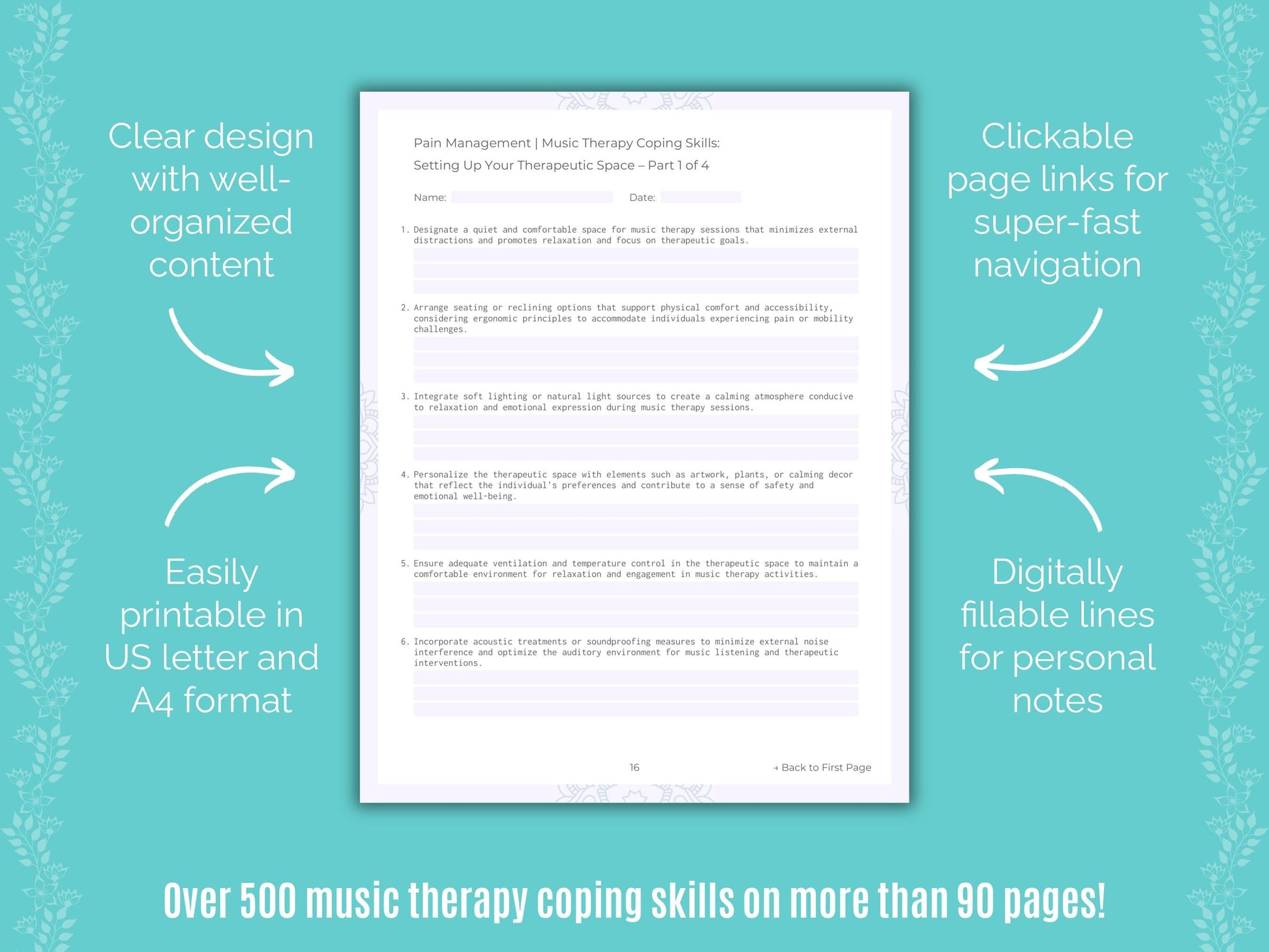 Pain Management Music Therapy Counseling Templates