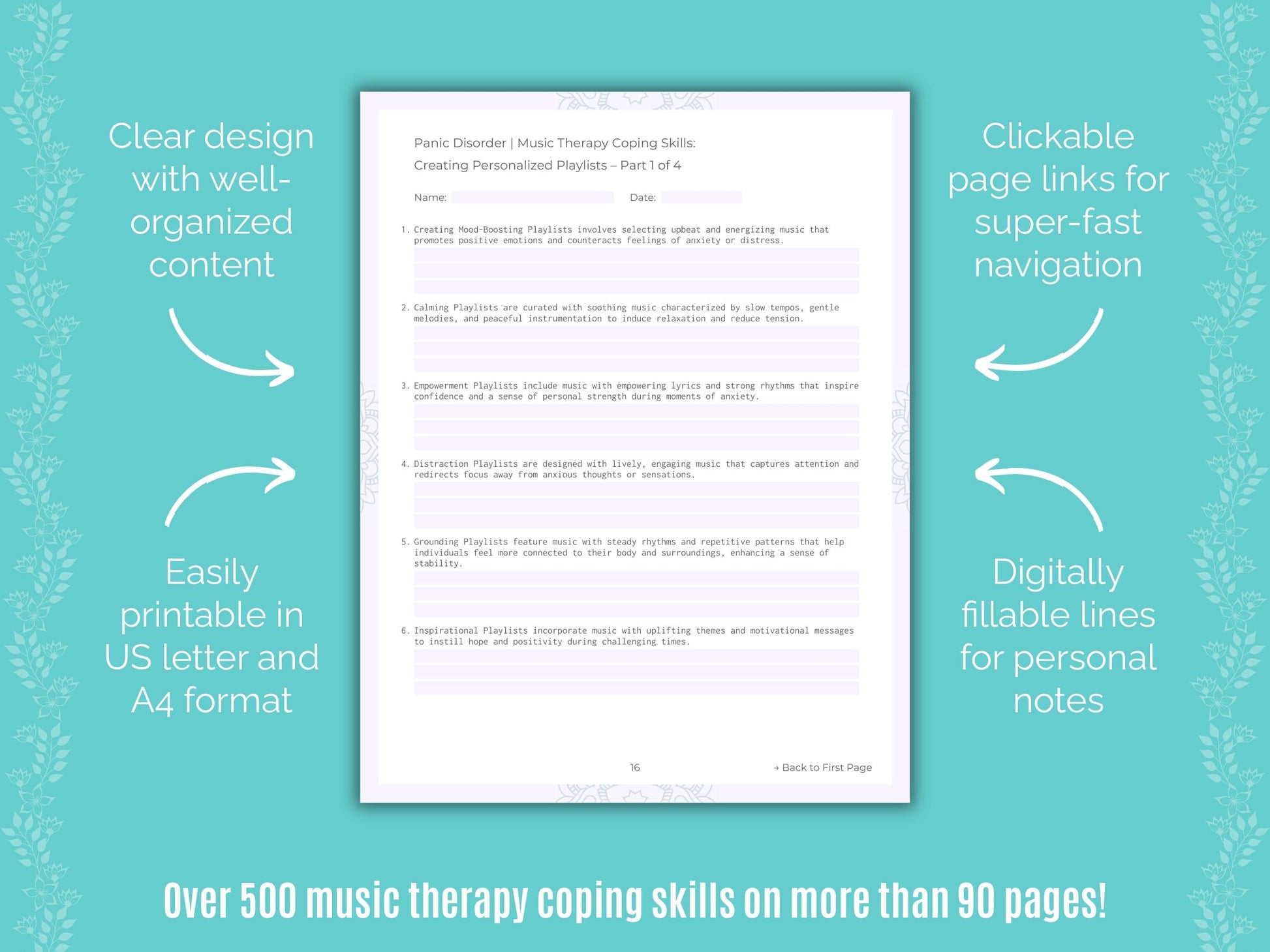 Panic Disorder Music Therapy Counseling Templates