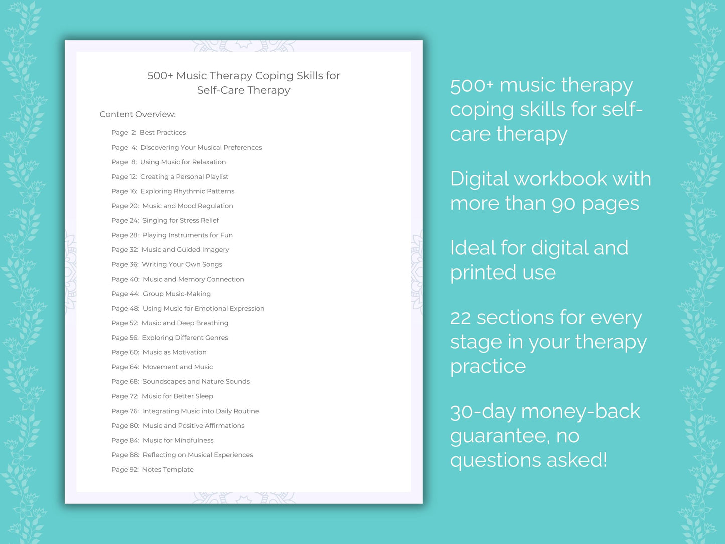 Self-Care Music Therapy Therapist Worksheets